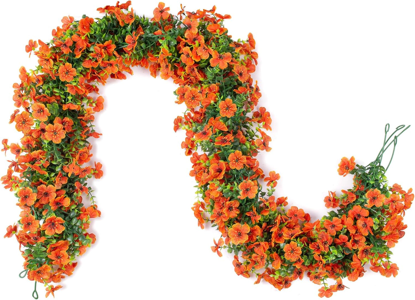Artificial Flowers Garland Ivy, 4 Pack 5.9 FT Spring Summer Decor UV Resistant Fake Daisy Floral Vine Silk Hanging Flower for Home Garden Wedding Decor Photo Booth Backdrop(Orange)