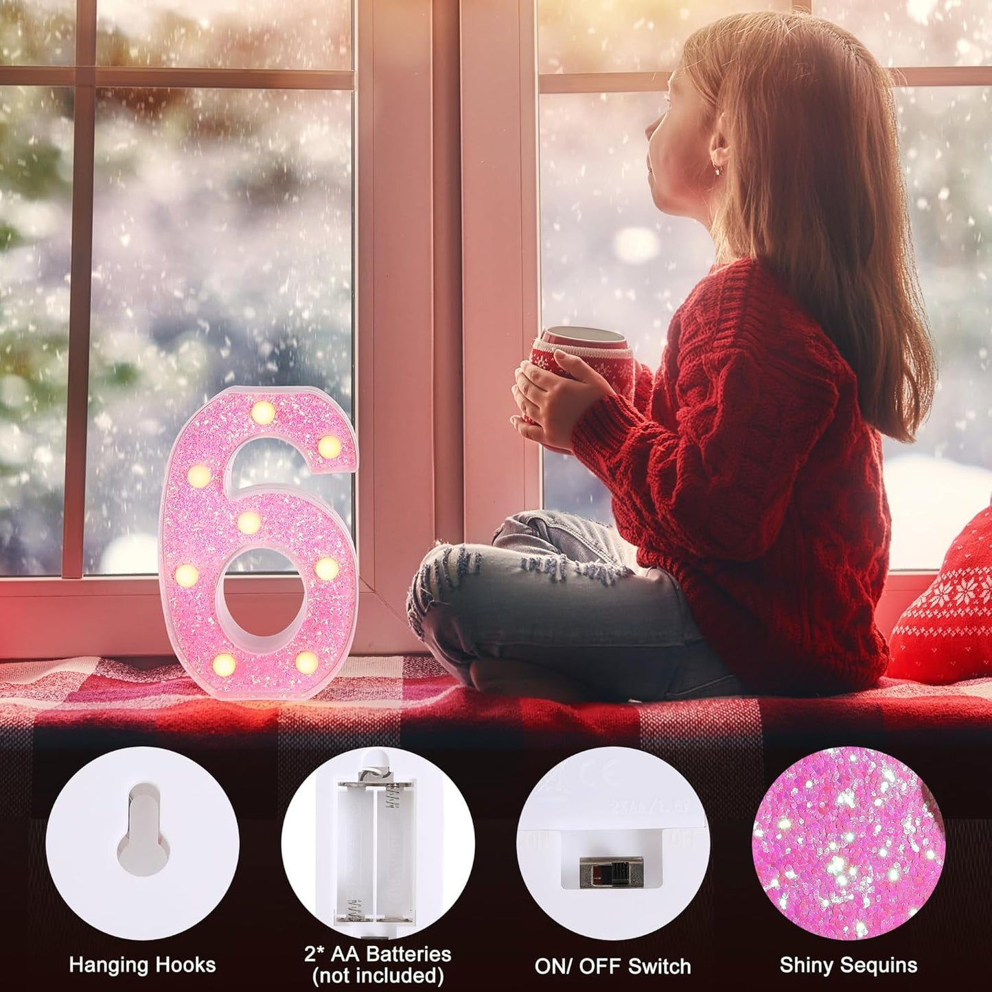 Foaky Pink Light up Letters，Pink Party Decorations,Girls Room Decor,Glitter Marquee Numbers,Alphabet Letter Sign for Night Light Birthday Party Girls Gifts, Home Bar Decoration (3)