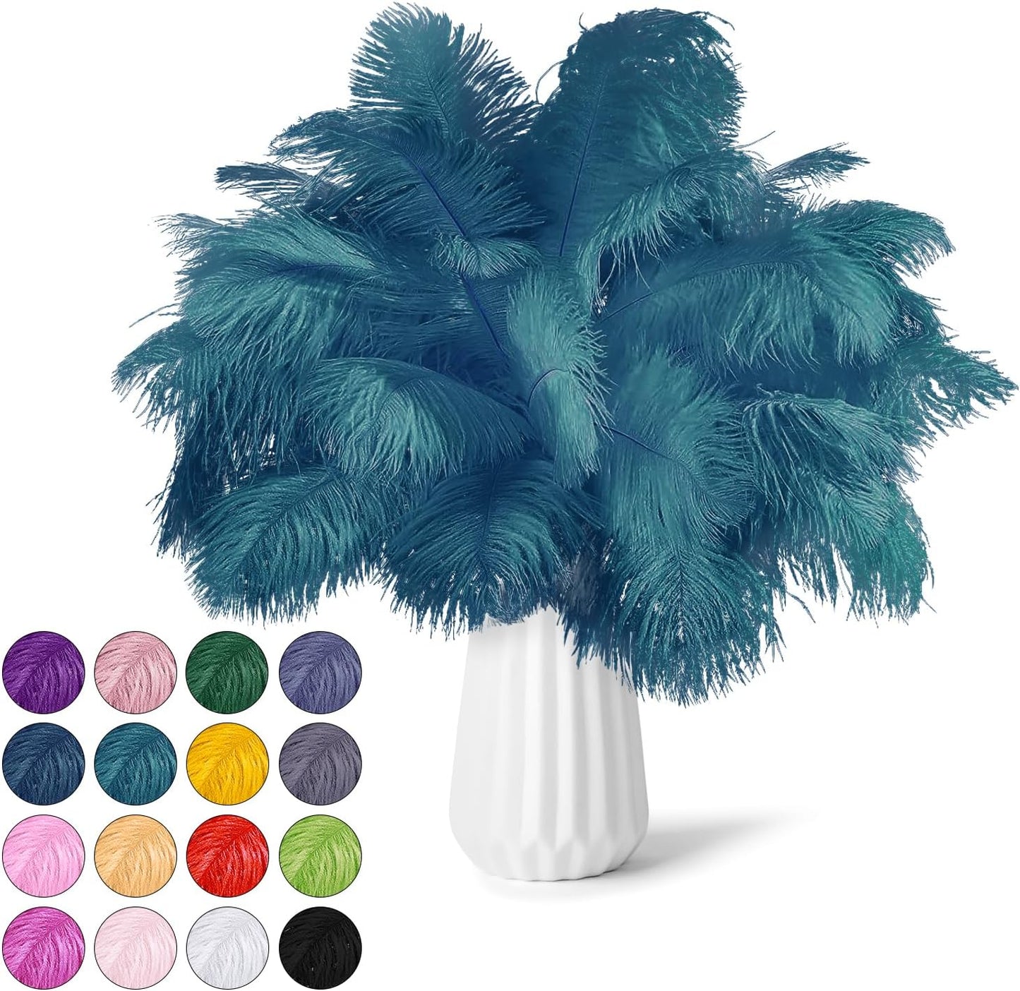 NEWONG 30pcs Blue Green Ostrich Feathers Natural Bulk 8-10inch(20-25cm) Vase Craft Wedding Home Party Centerpieces Christmas Day Decoration