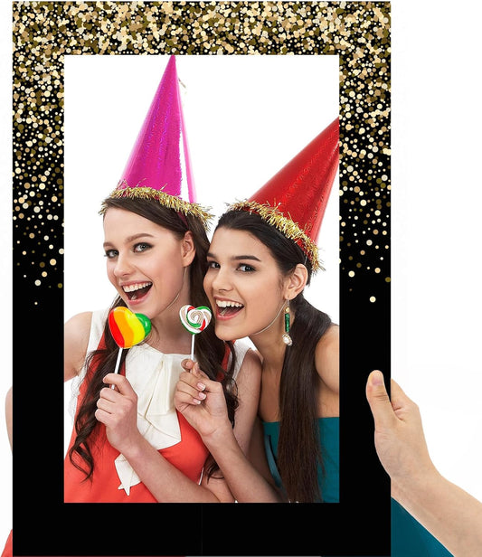 Upgraded 32 x 24 Inch Large Photo Booth Props Picture Frame Vintage Photo Frame Friends Selfie Props for Wedding Mexico Birthday Bachelorette Graduation Party Supplies(Black and Gold Style)