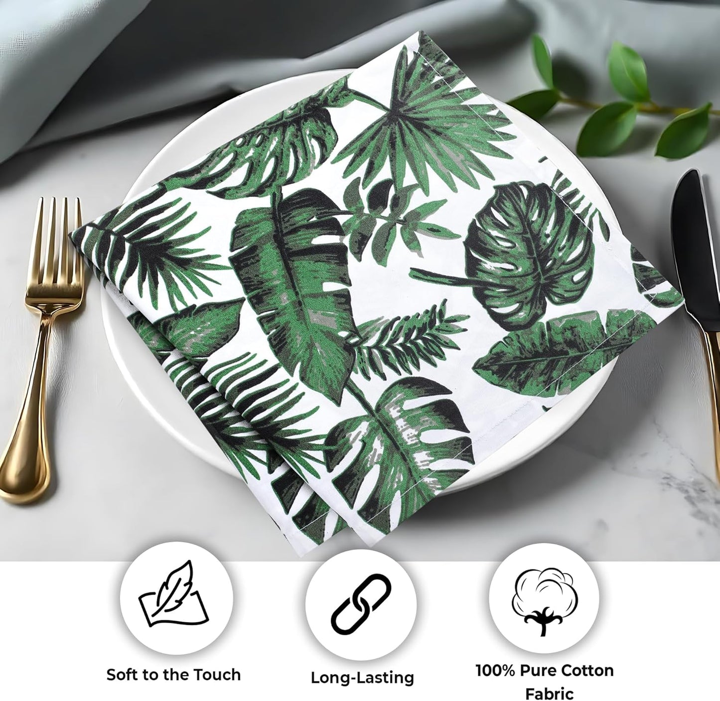 Urban Villa Cloth Napkins Tropical Print 100% Cotton Absorbent Dinner Napkins (Set of 6) Oversized 20x20 Inches Soft Durable Reusable Washable Ideal for Everyday Use Wedding Parties Premium Quality