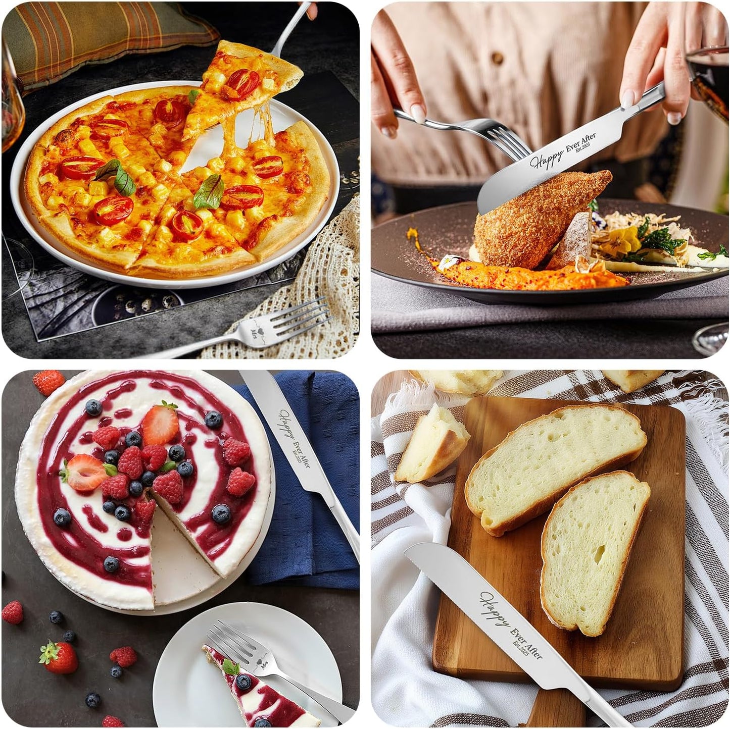 wedding cake knife and server set,Silver wedding cake knife and server set 2025,4Pcs Set with Forks for Engagements, Anniversary Bridal Shower Christmas Gifts.