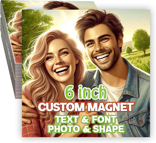 KETABAO – 6" Add Your Image Custom Square Photo Magnets - Photo Fridge, Storage Cabinet and Car Decoration Magnets