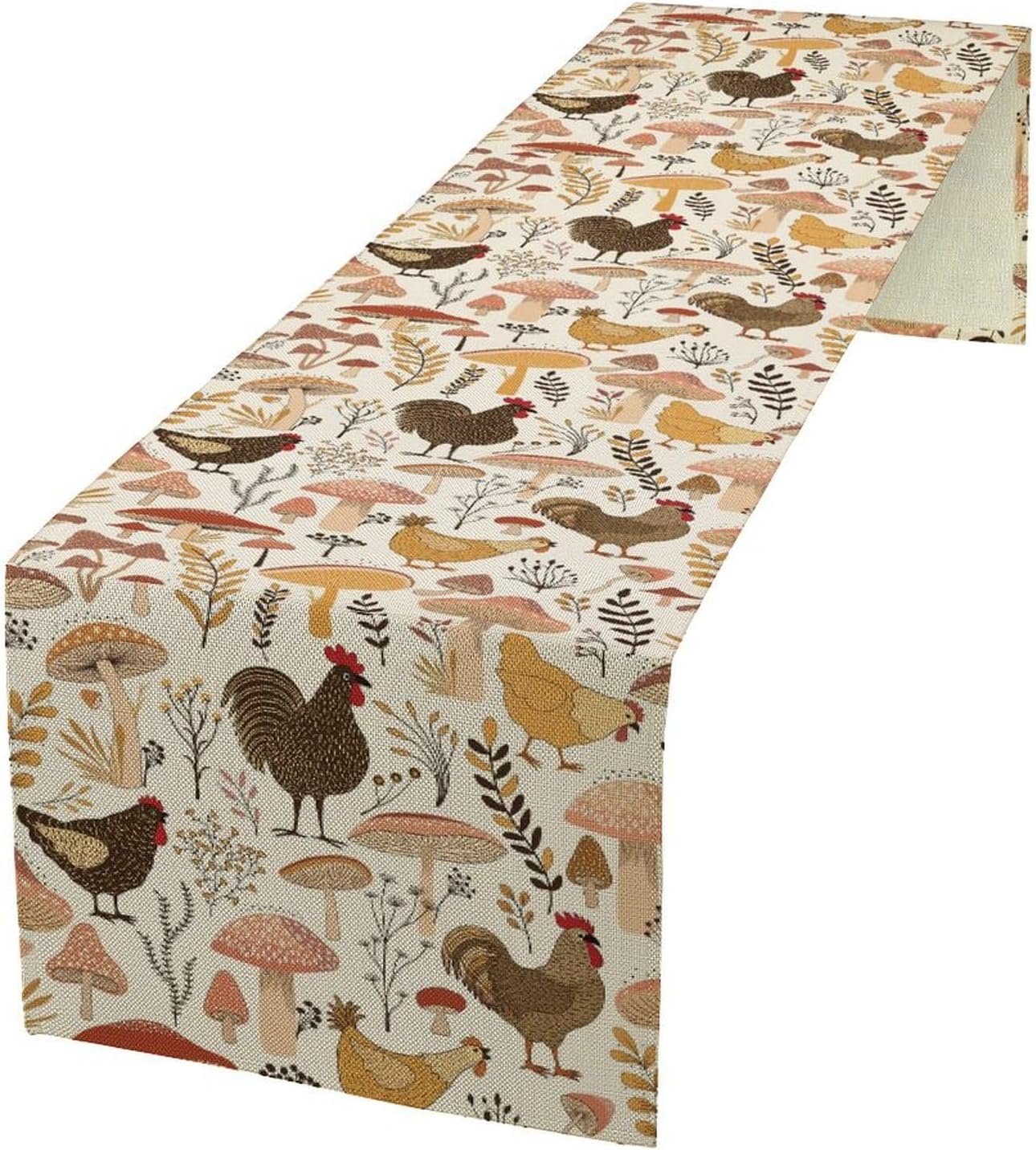 Mushroom Table Runner,Retro Natural Plant Famhouse Table Runner for Kitchen Dining Table Home Party Decoration 13x108 Inch