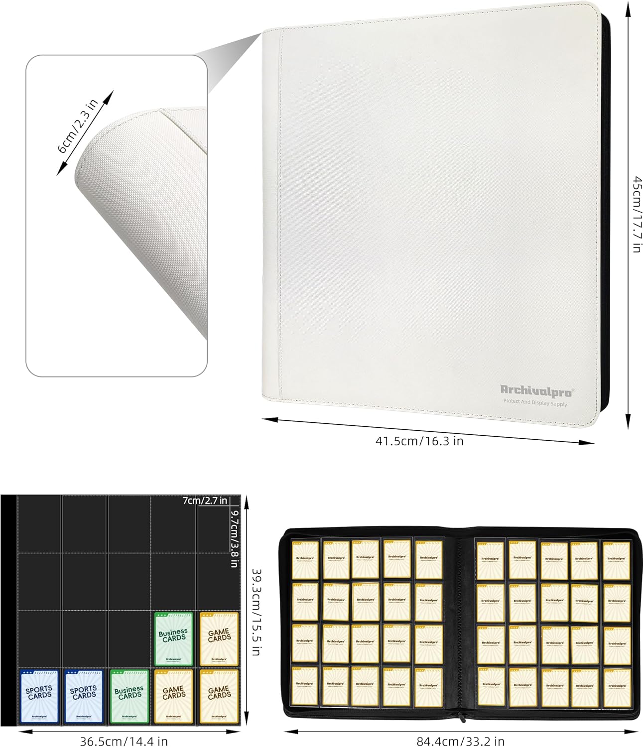 20 Pockets Premium Card Binder 1280 Cards Trading Card Binders Side Load Card Storage Display Album(20 Pocket 1280 Card Slot,White)