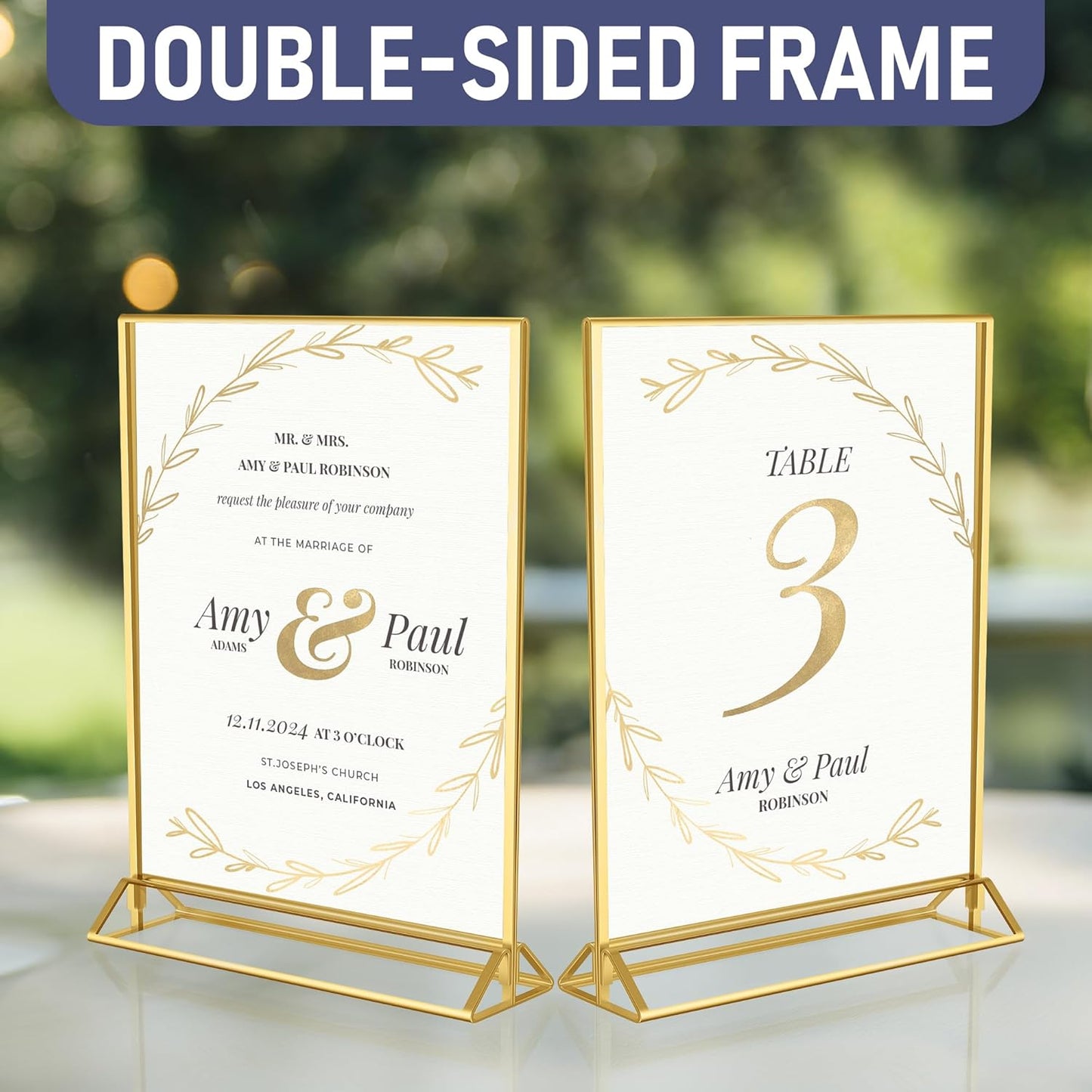 Gold Picture Frames Double-Sided, 6-Pack 8.5x11 Acrylic Table Number Holders, Clear Easel Stands for Signs, Gold Frames for Wedding Table Numbers, Menu Holders, and Photo Displays for Events and Décor