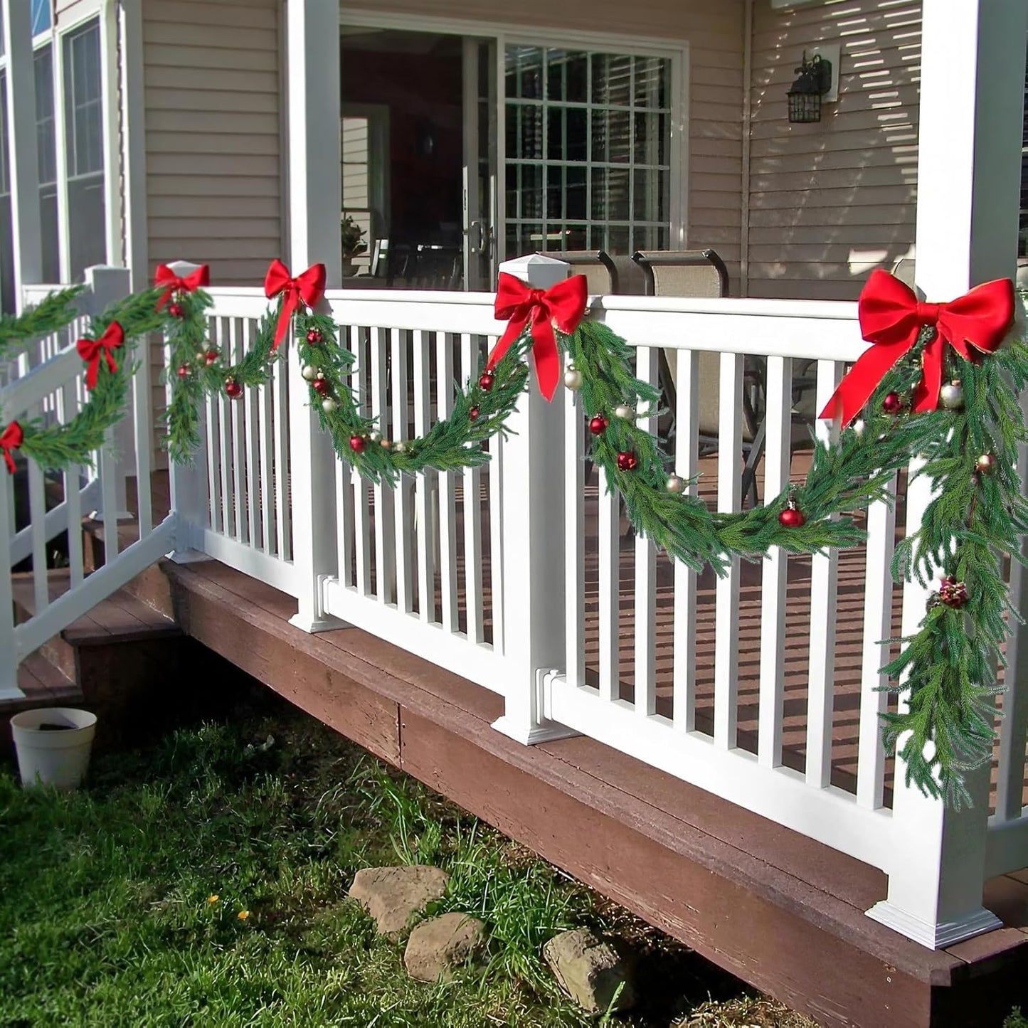 Hananona 4 Pcs 6 Ft Artificial Norfolk Pine Garlands, Realistic Pine Garland, Green Artificial Greenery Garland for Table, Mantle, Wall, Indoor, Outdoor Winter Christmas Decorations (4, 6 FT)