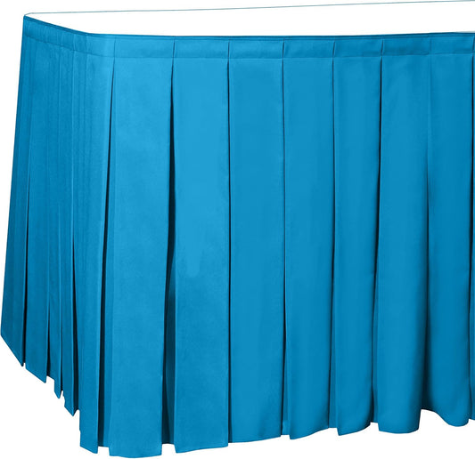 Ultimate Textile Pleat Polyester Fabric Table Skirt - Machine Washable Flame Resistant with Clips for Events, Weddings & Trade Shows, Cut & Sewn in Paterson, NJ - Cobalt, 7' Box Pleat