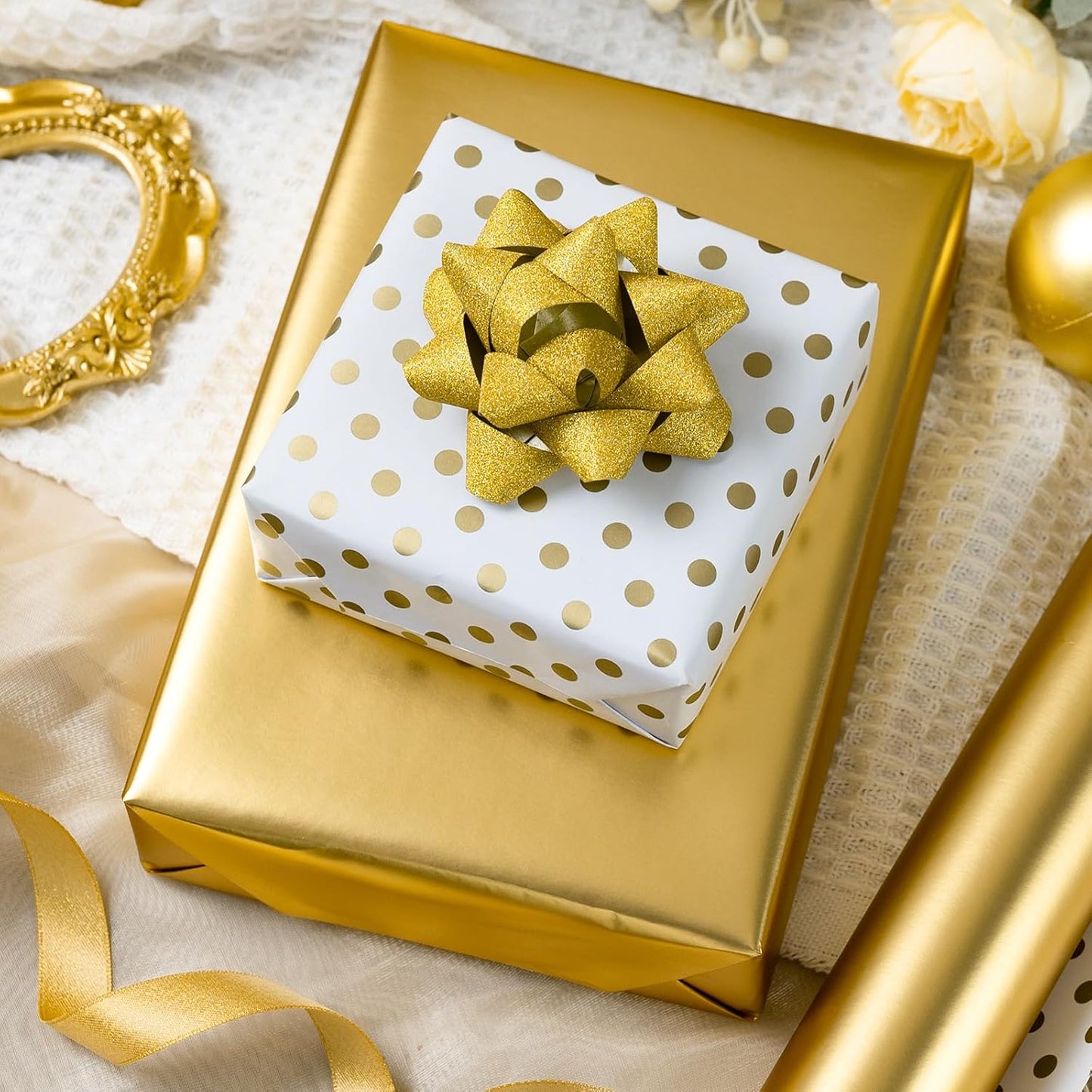 Garbendy Gift Wrapping Paper Roll-Solid Color Pearly-Lustre Paper,Perfect for Wedding, Valentine's Day,Birthday, Christmas,Baby Shower, Party - 17 Inch X 33 Feet