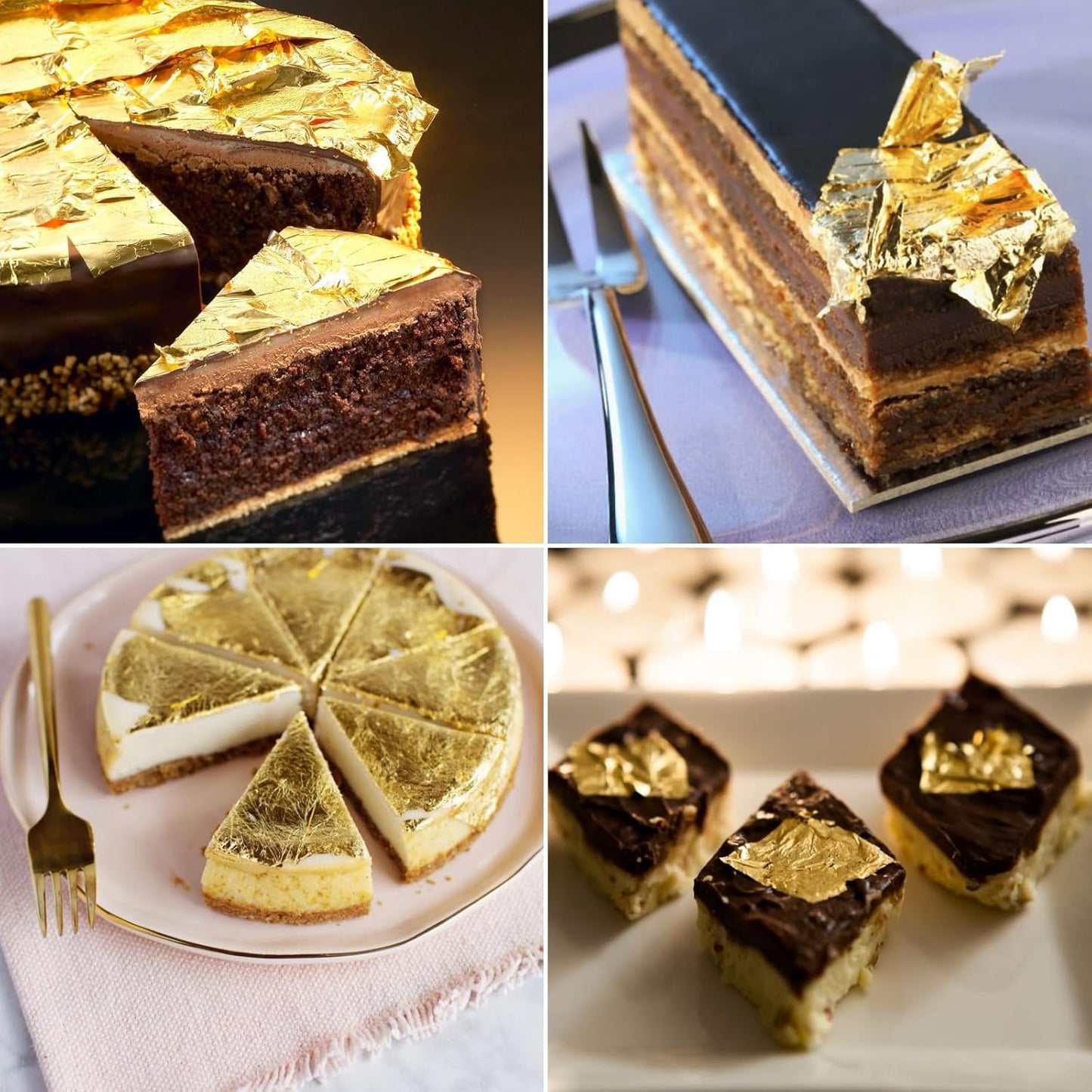 dshyuauoci 10 Sheets Gold Flakes, Premium Gold Leaf 3.15×3.15 Inches Craft Art Decoration Perfect for Decorating Cakes Desserts Drinks Ice Cream Sushi