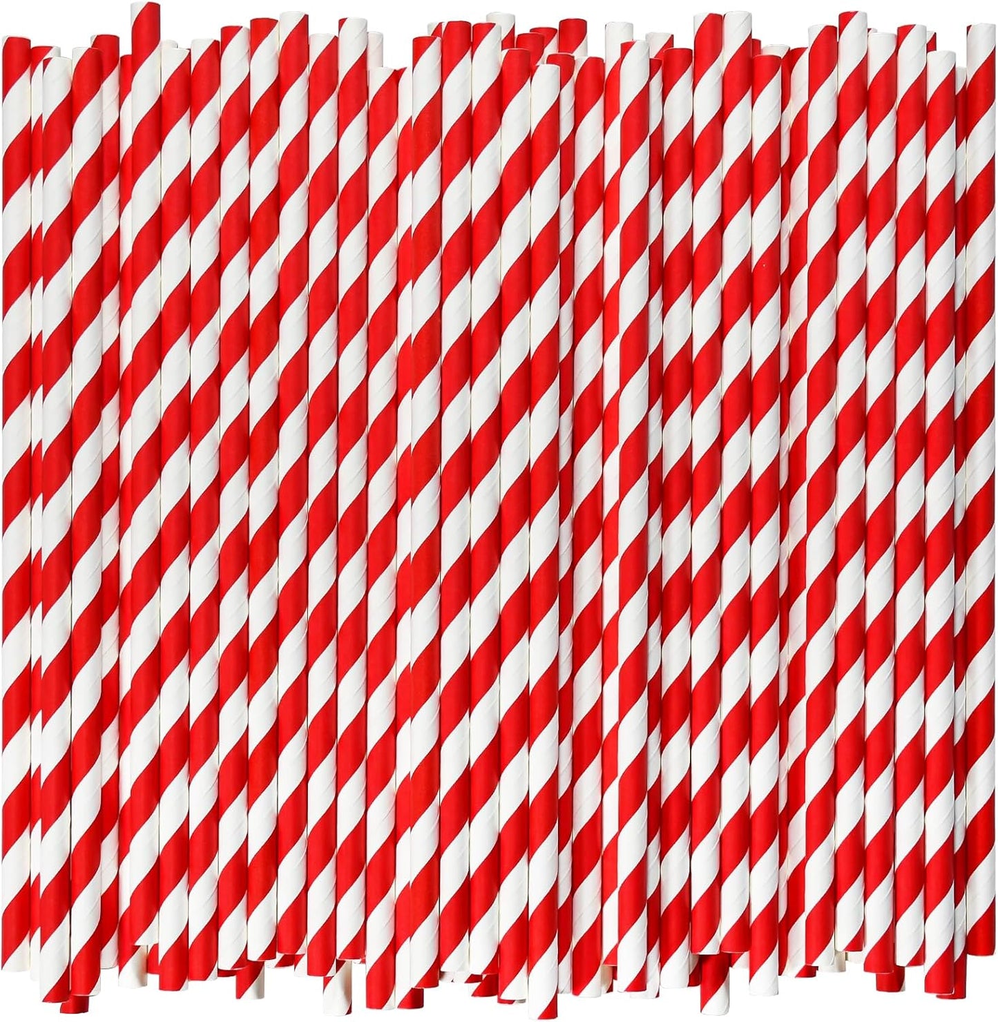 Disposable Paper Drinking Straws, Red Striped, 7.75" x0.24", 1000 Counts - Restaurant Pack