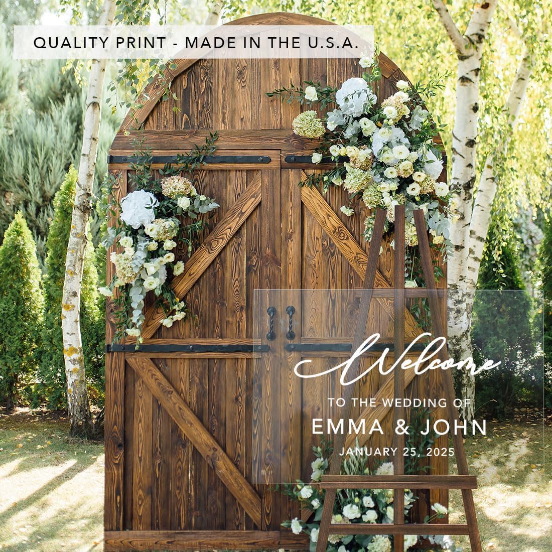 Andaz Press Custom Large Wedding Acrylic Sign, 16 x 24 Inches, Welcome Script, Personalized Sign, Welcome Sign For Modern Wedding Theme