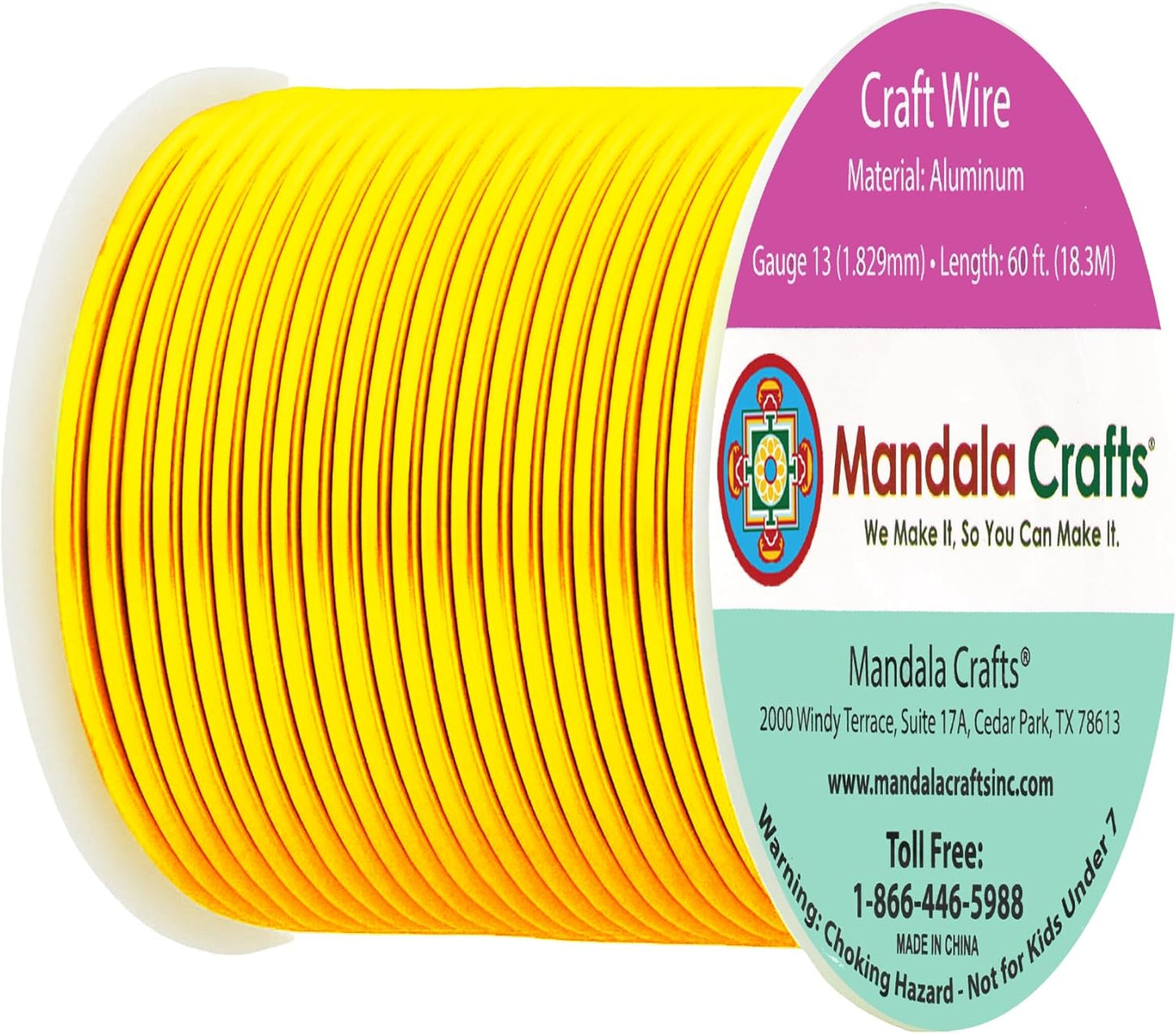 Mandala Crafts 13 Gauge Anodized Aluminum Craft Wire for Jewelry Making - 60 FT Colored Flexible Light Gold Tone Wire - Bendable for Bonsai Armature Crafting Sculpting