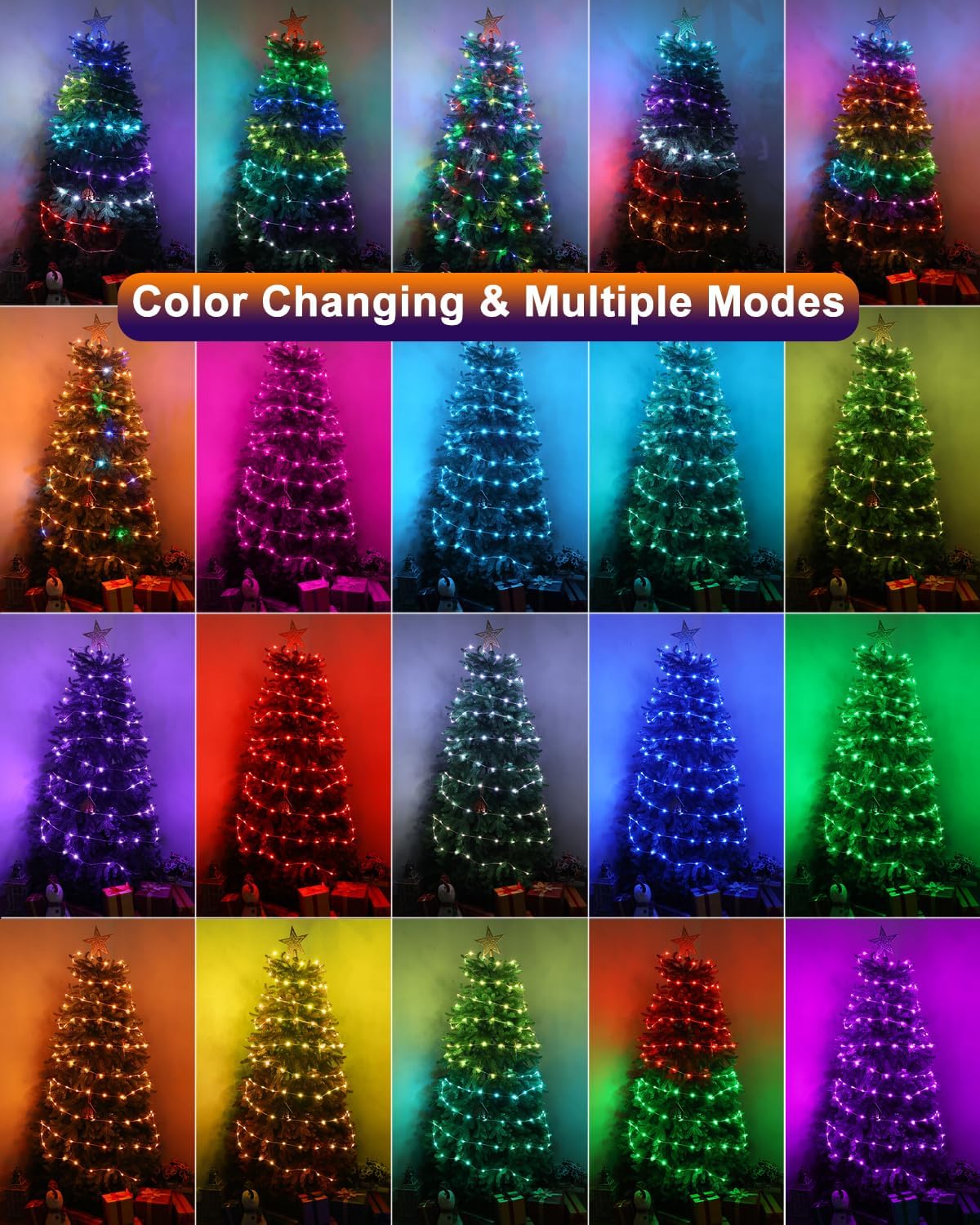 BrizLabs Color Changing Fairy Lights, 66ft 200 LED Rainbow Christmas Fairy Lights with Remote, RGB Xmas Tree Light with Timer, Dimmable Twinkle Light Music Sync for Indoor Xmas Halloween Easter Party