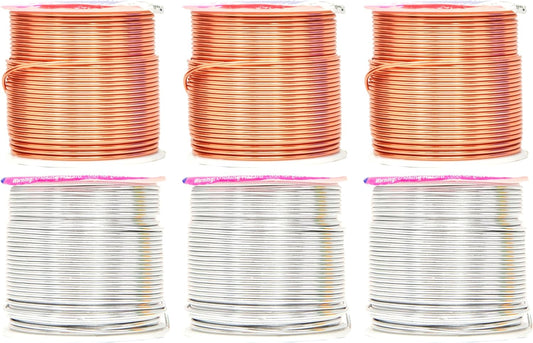 Mandala Crafts 16 Gauge Anodized Aluminum Craft Wire for Jewelry Making – 390 FT Colored Flexible Silver Copper Tone Wire - Bendable for Bonsai Armature Crafting Sculpting