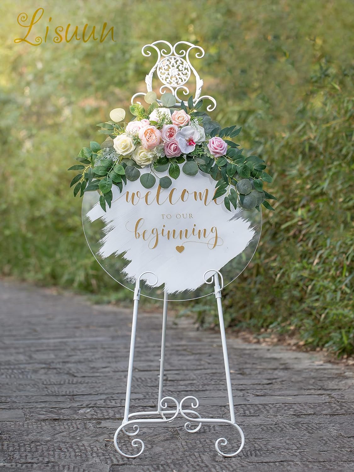 Wedding Arch Flowers, Artificial Flowers for Reception Backdrop and Welcome Ceremony Sign, Large Flower Swag for Beautiful Dream Wedding Ceremony Floral Decor - Pack of 2
