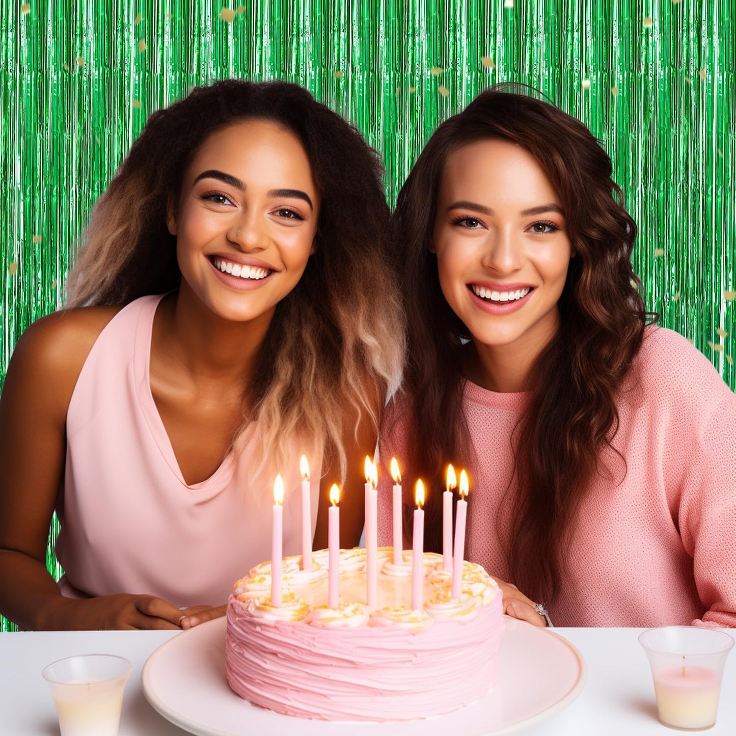 3 Pack Foil Fringe Backdrop - Green Shiny Tinsel Curtains for Party Decoration/Photo Booth Props - 3.3x8.2 FT Metallic Foil Backdrop for Birthday, Wedding, Graduation, Christmas.