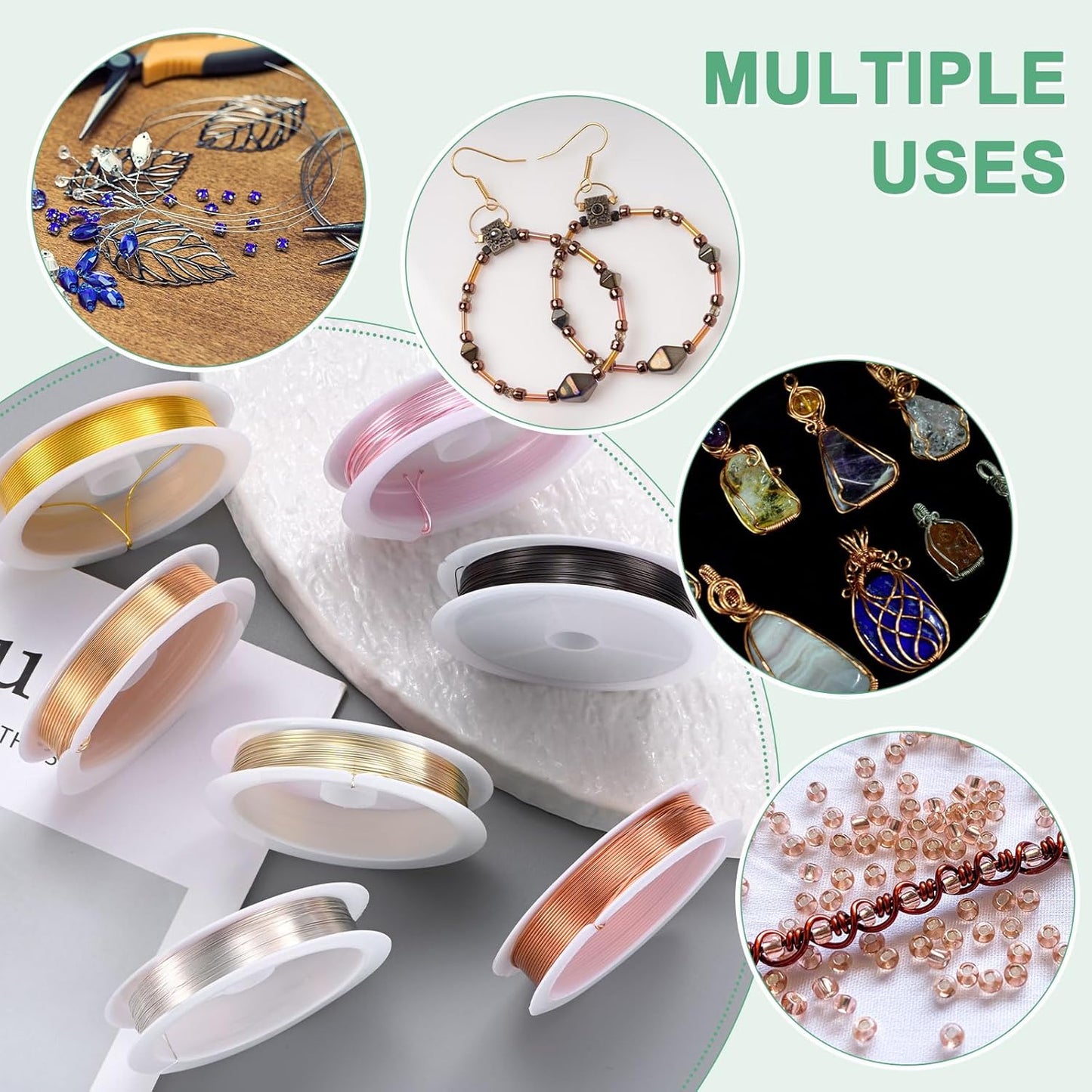 0.3 mm/28 Gauge Copper Wire for Jewelry Making, 49.2FT Copper Beading Craft Wire for Jewelry/Weaving/DIY Crafting/Planting, Color-Retaining [15M, Light Golden]