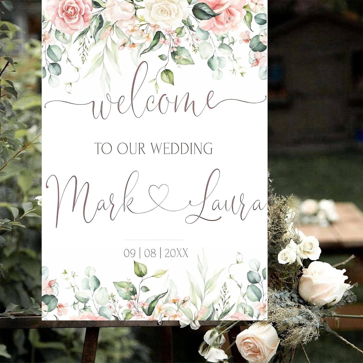 Personalized Wedding Welcome Sign, Welcome To Our Wedding Sign, Blush Pink Wedding Welcome Sign | Soft Pink Editable Welcome Poster | Floral Printable Wedding Welcome Board | Editable Wedding Sign