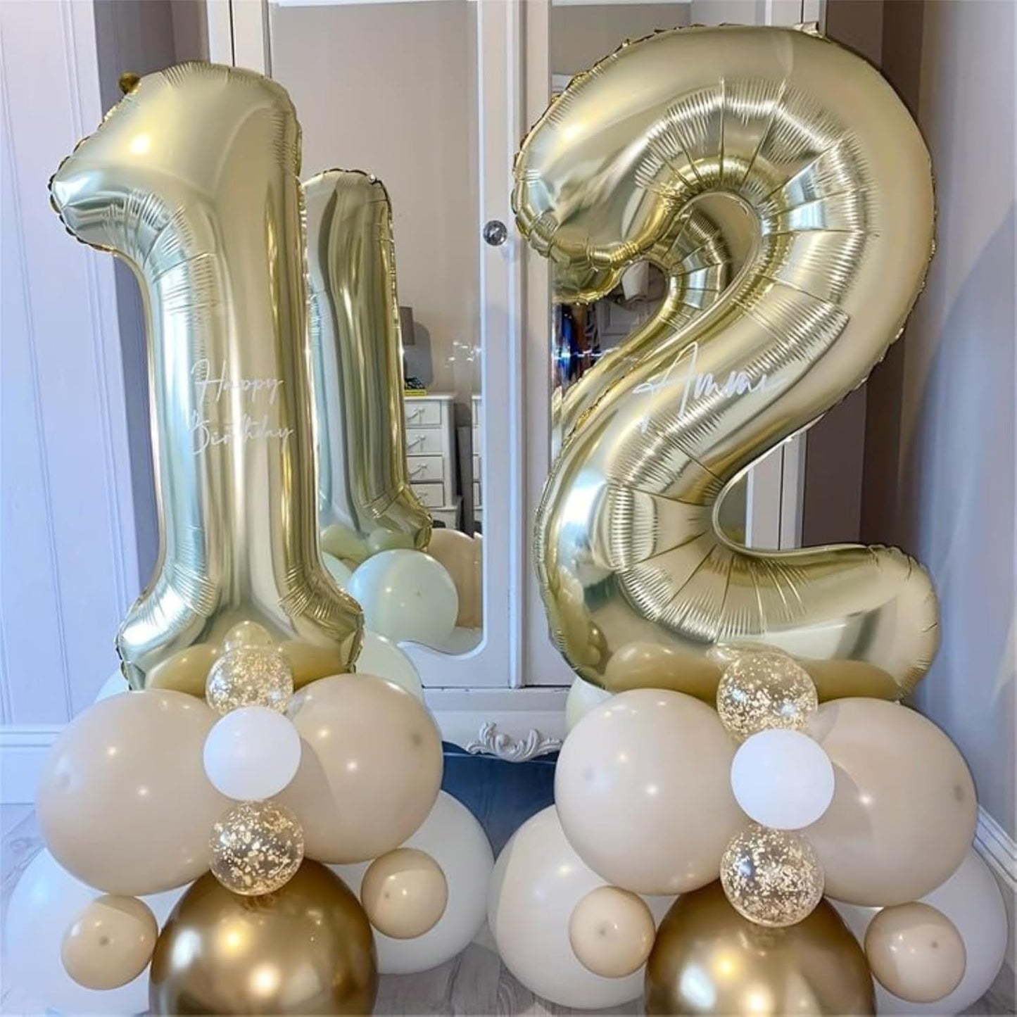 40 Inch Numbers 6 Light Gold Large Balloon Digital 6 for Birthday Party, 0-9 Birthday Party Decorations,Foil Mylar Big Number 1 Wedding Graduations Photo Shoot Decorations(Number 6)