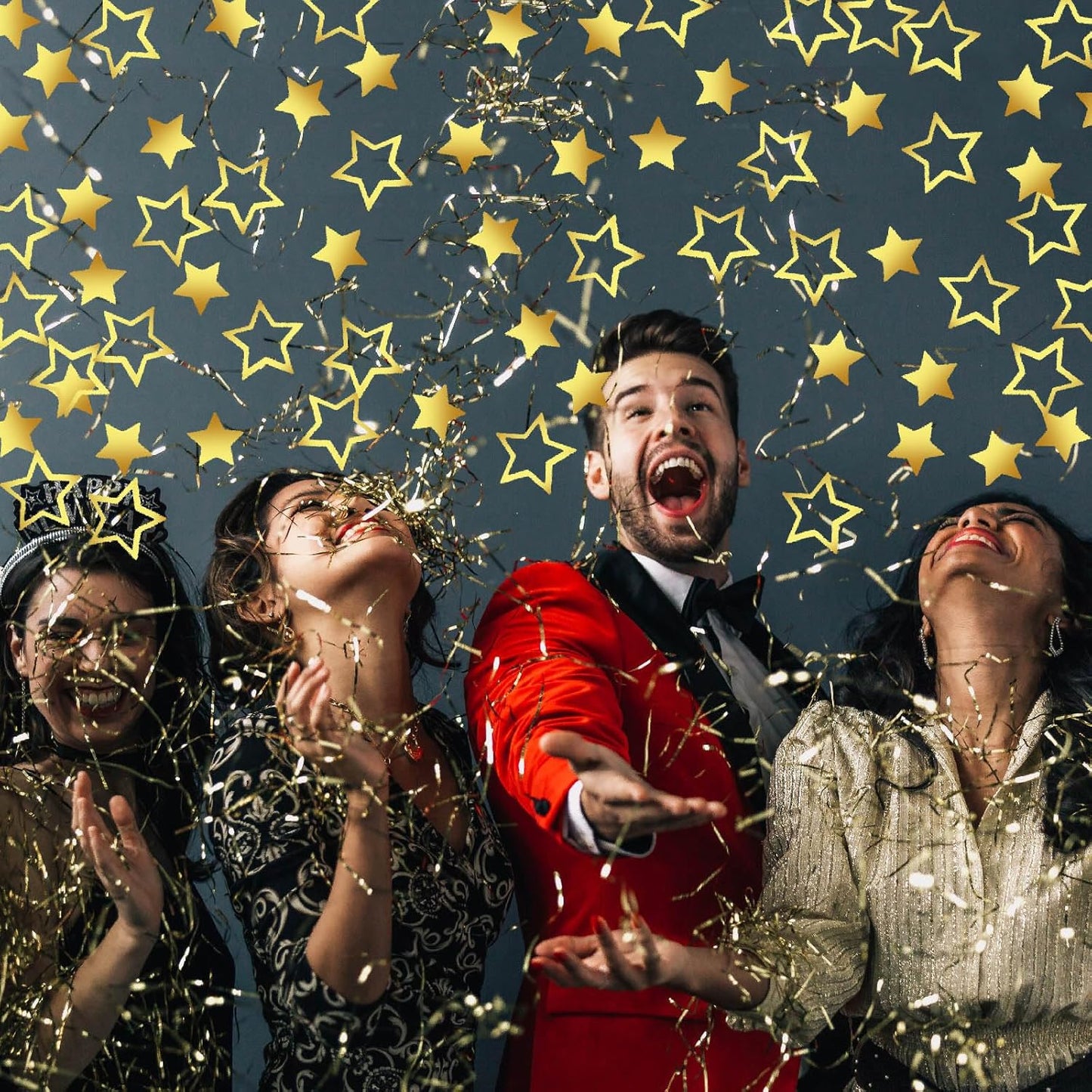 Confetti Star Metallic Foil Confetti Sprinkles for Wedding/Birthday/Festival Party Decorations 1.5OZ(Gold, 24mm&18mm)