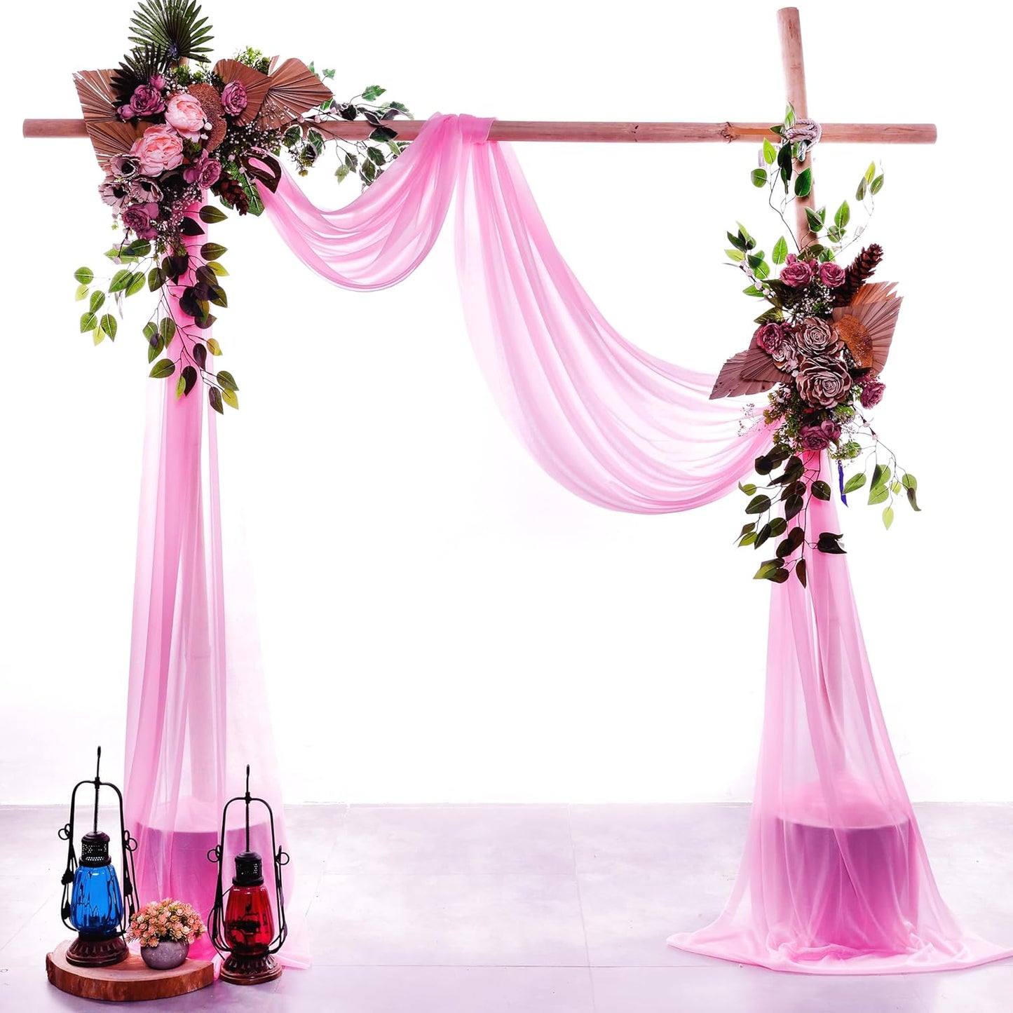 VDS Pack of 1 Panel (30 Inch X 40 Feet) Wedding Arch Draping Fabric Sheer Chiffon Fabric Drapery for Wedding Ceremony Reception Swag Backdrop Canopy Chuppah ARBO Altars Decoration (Bubblegum)