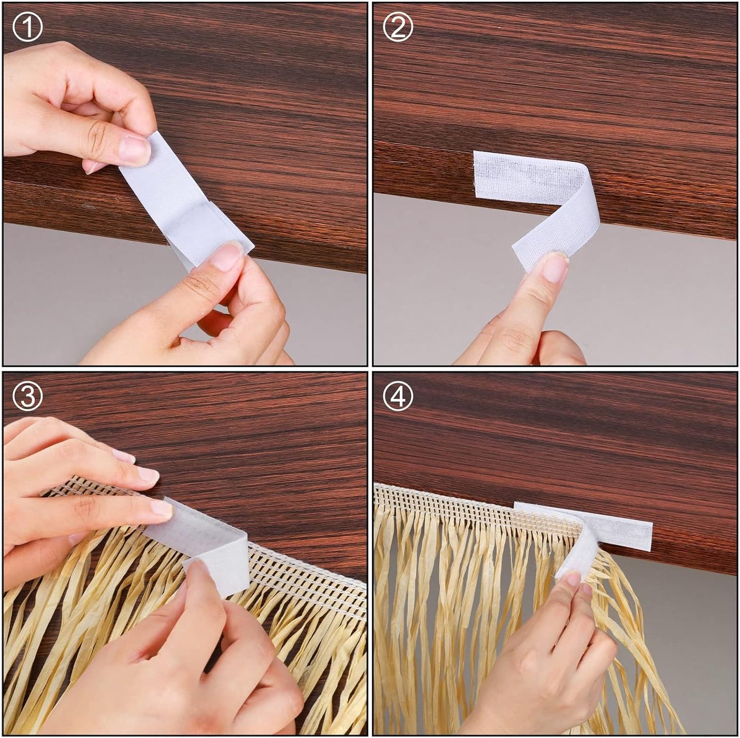 Fovths 2 Packs Luau Grass Table Skirt Fringe Straw Grass Skirt 108 x 30 Inch Hibiscus Hawaiian Table Skirts Rectangle Tropical Luau Party Decorations for Hawaiian Luau Decorations