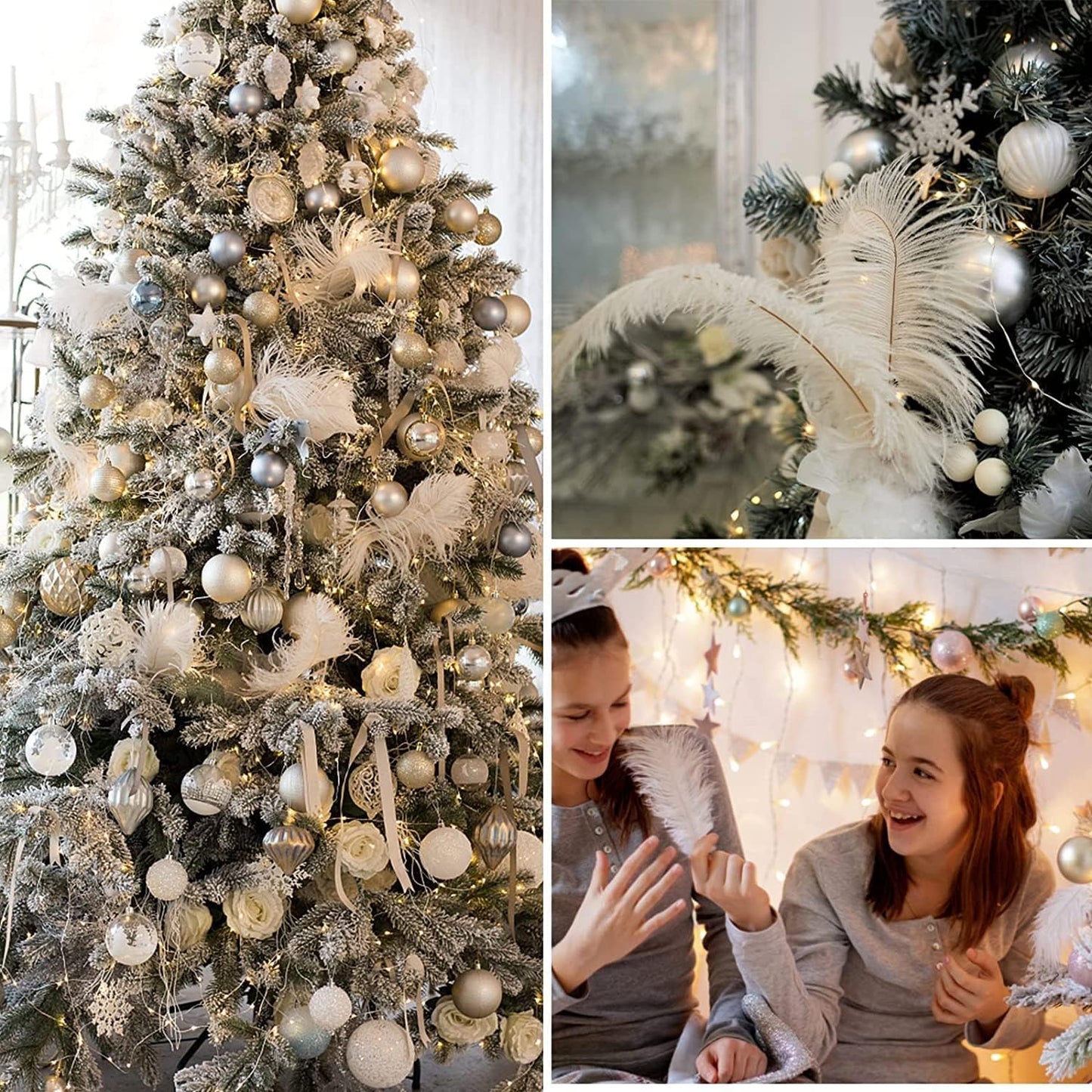 NEWONG 30pcs Blue Green Ostrich Feathers Natural Bulk 8-10inch(20-25cm) Vase Craft Wedding Home Party Centerpieces Christmas Day Decoration