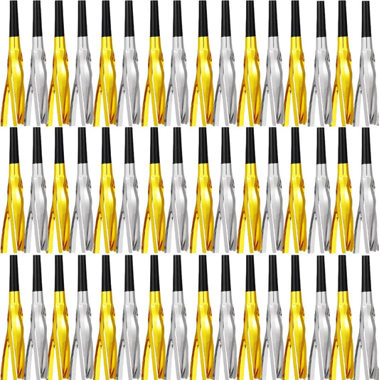 Metallic Fringed Noise Makers, 48 Pcs, Gold, Silver, for Noise Makers Party Favors, Baby Shower, Kids Birthday, New Year Party