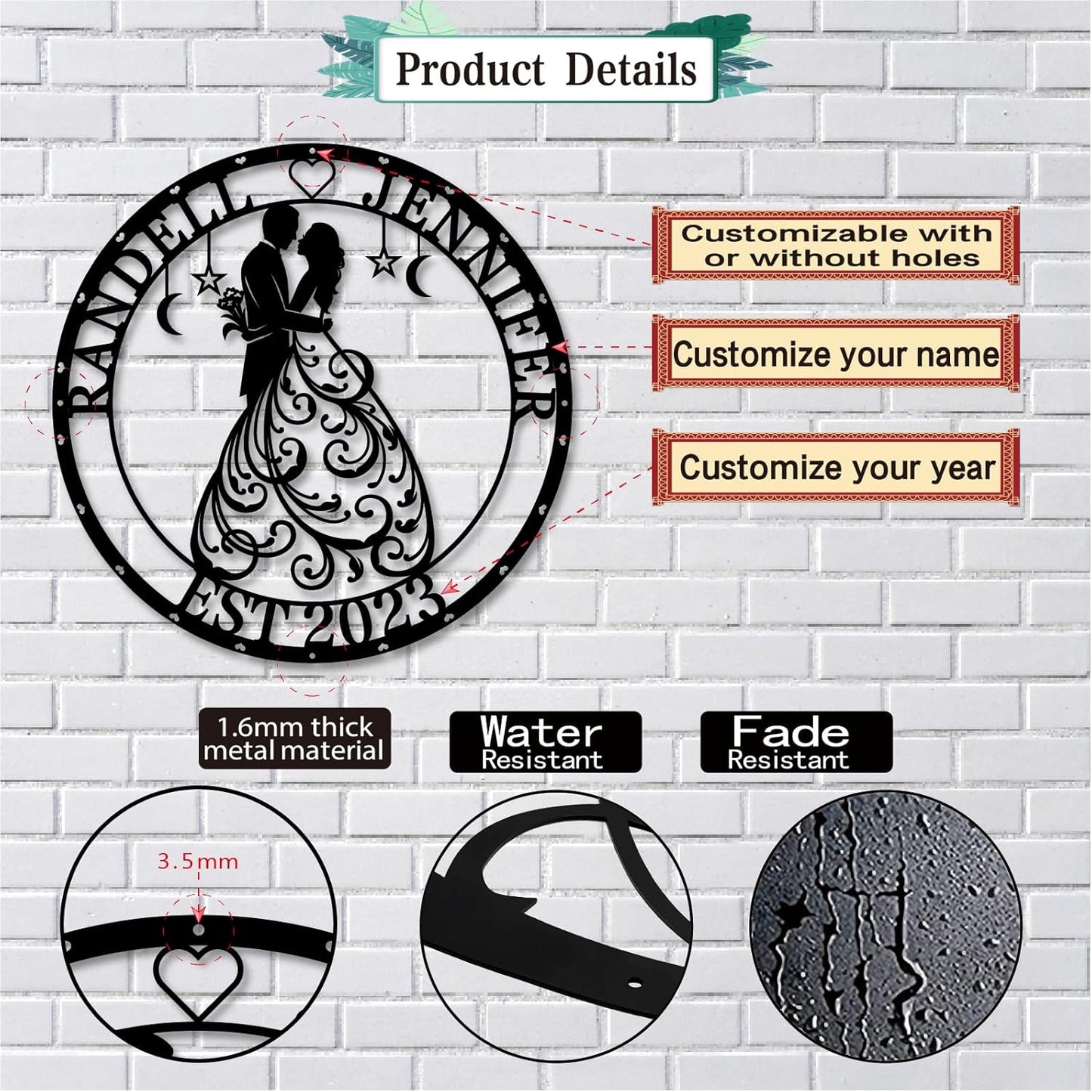 Custom Metal Name Sign, Personalized Last Name Metal Signs, Split Letter Monogram Sign, Porch Decorations Outdoor Metal Wall Art, First Name Custom Decoration, Wedding Gifts