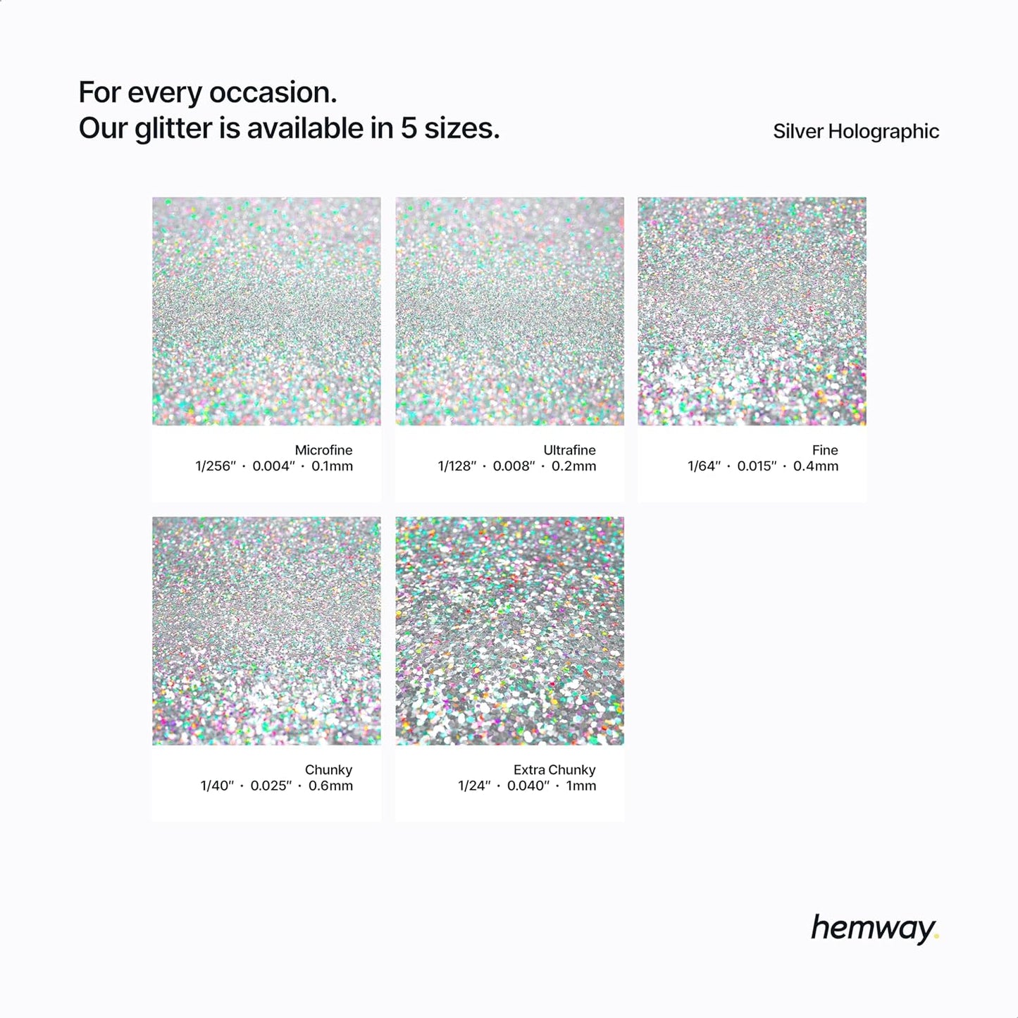 Hemway Eco Friendly Biodegradable Glitter 100g / 3.5oz Bio Cosmetic Safe Sparkle Vegan for Face, Eyeshadow, Body, Hair, Nail and Festival Makeup, Craft - 1/24" 0.04" 1mm - Silver Holographic