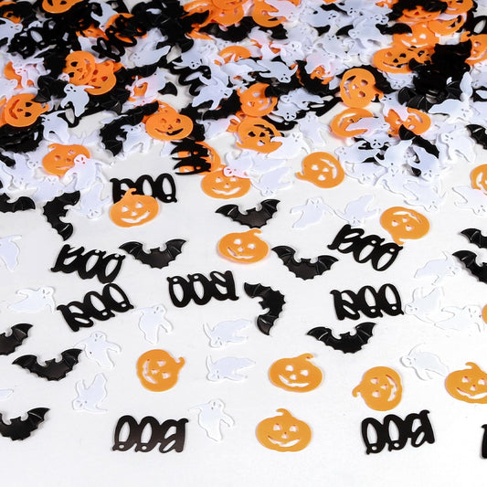 Halloween Party Table Scatter Confetti, 3000 Pcs Black and White BOO Foil Metallic Confetti for Halloween Party Table Decorations