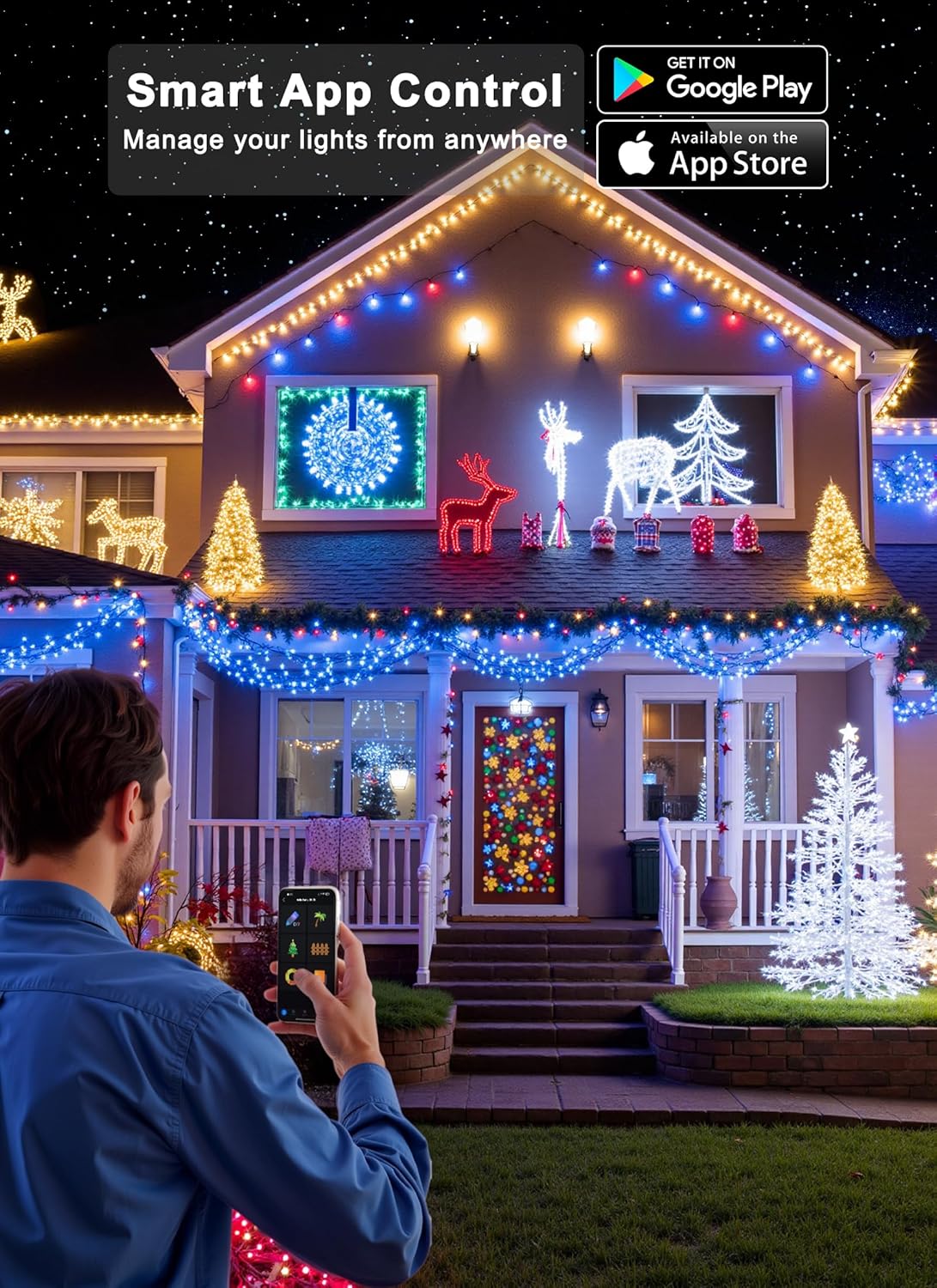 Minetom LED Color Changing Smart RGB Christmas Tree Lights, 82ft 250LED String Lights, 16 Milion Adjustable Colors Fairy Lights with Remote & Timer & Memory Function for Xmas Tree Holiday Party