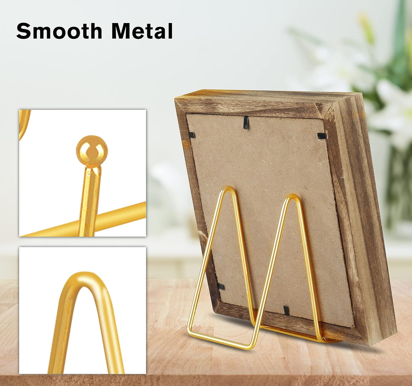 Decolore 4 Pack 4 Inch Display Stands Gold Plate Stands Metal Frame Holder Stand for Picture, Decorative Plate, Photo Easel, Artistic Work Display Stand, Picture Frames