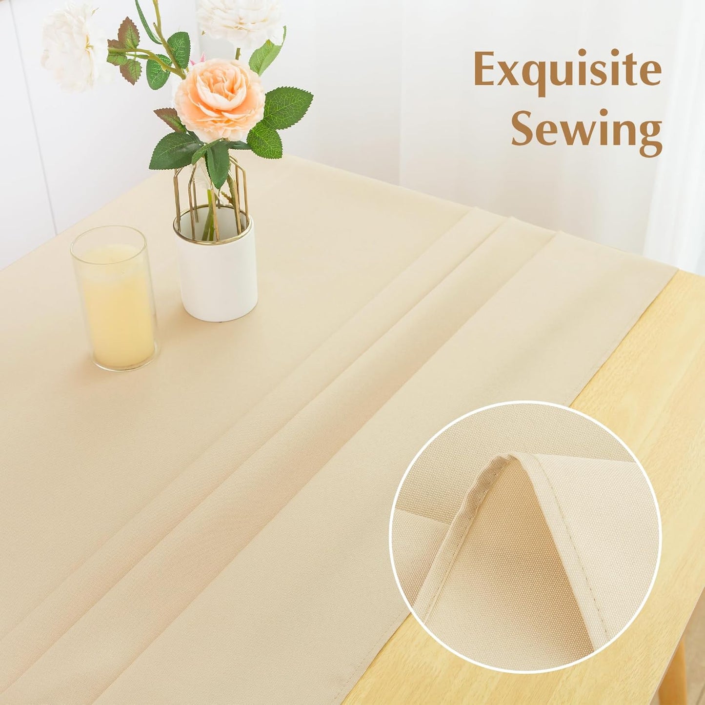 2 Pack Square Table Cloth 70X70 Inch Beige Washable Fabric Tablecloth Polyester Solid Dining Table Cover for Birthday Party Dinner Holiday Outdoor Indoor