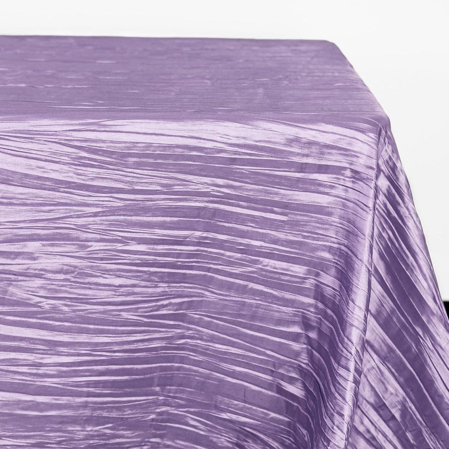 YOUR CHAIR COVERS - 90 x 132 inch Rectangular Crinkle Taffeta Tablecloth - Lavender, Rectangle Table Linens for 6 ft Rectangular Tables, Wedding Crushed Table Cloth