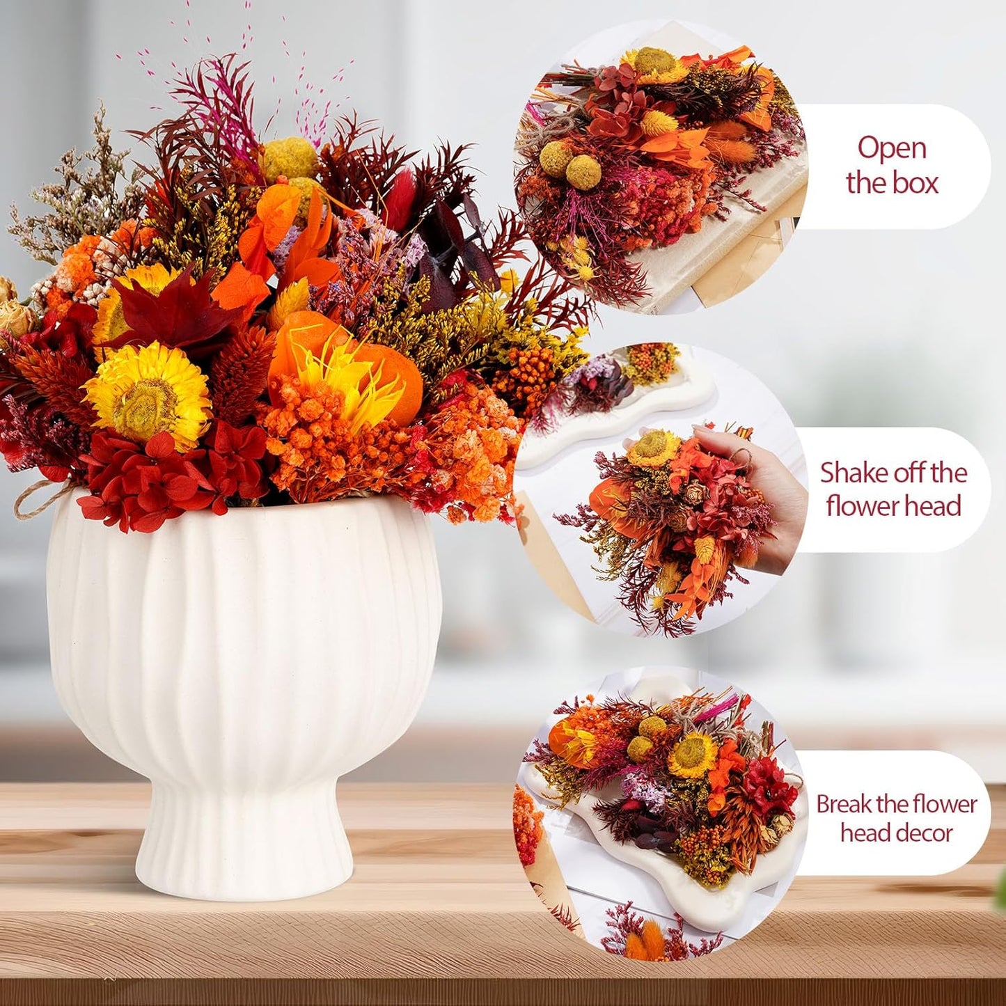 10/12/24 Pack Dried Flowers for Vase Various Mini Bouquet Dried Small Wildflowers Natural Real Flowers Bulk for Crafts DIY Wedding Decor (12, Autumn Color)