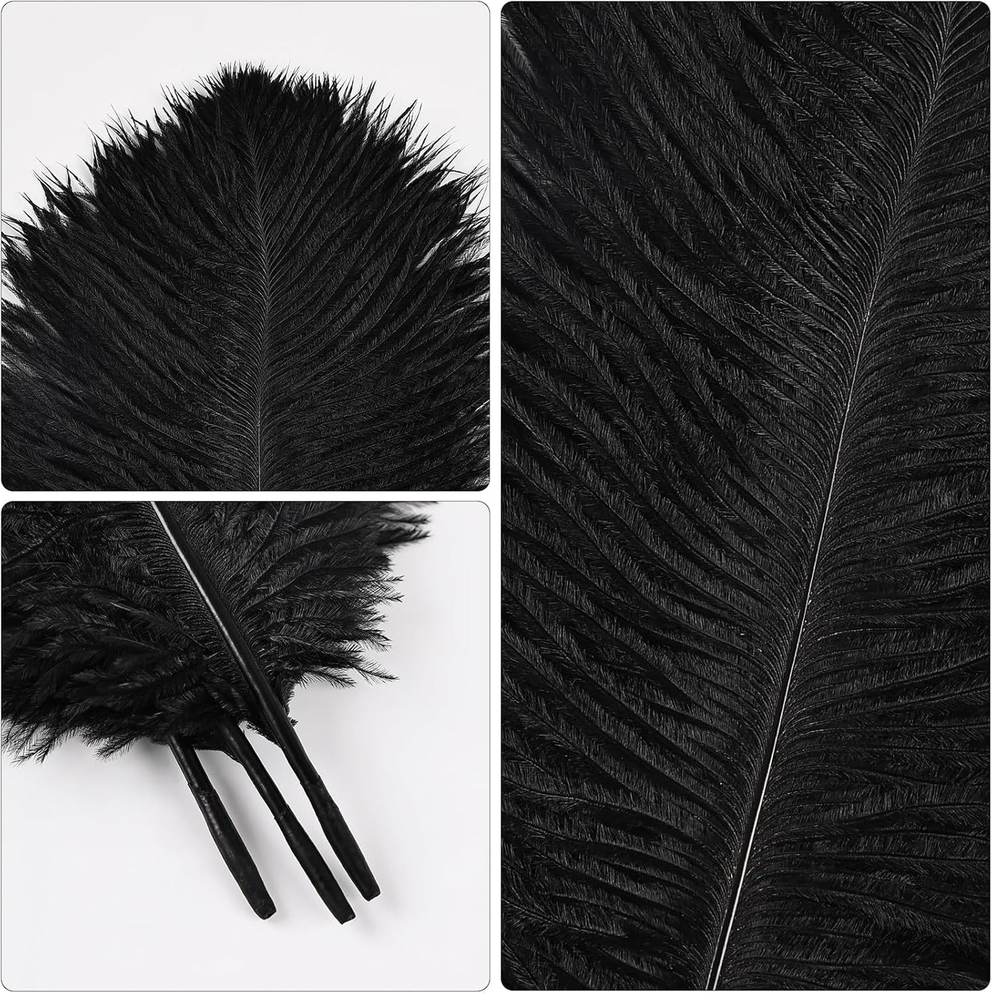 THARAHT Black Ostrich Feathers 12pcs Natural Bulk 10-12Inch 25cm-30cm for Crafts Wedding Party Centerpieces Halloween and Home Decoration Feathers