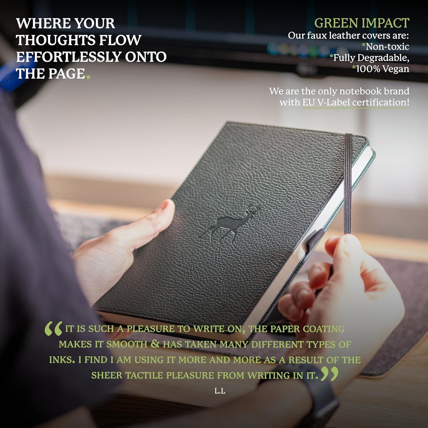 Dingbats* Wildlife Plain Writing Journal Notebook A5 - Vegan Leather Hardcover - Ideal for Work, Travel - Pocket, Elastic Closure, & Bookmark