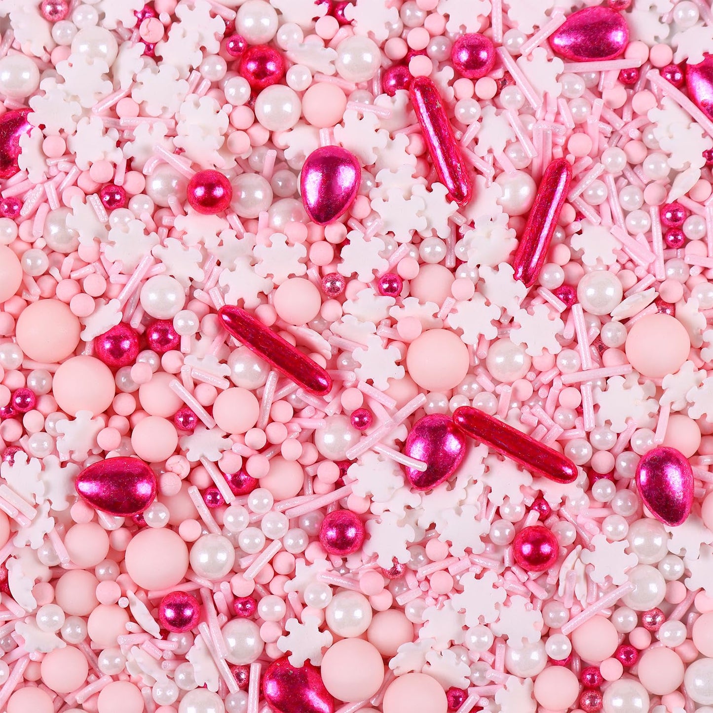 Pink Sprinkles for Cake Decorating, Pink Pearl Sprinkles, Metallic Sprinkle Mix for Cupcakes, Macaron, Ice Cream, and Cookies(120g/4.23oz)