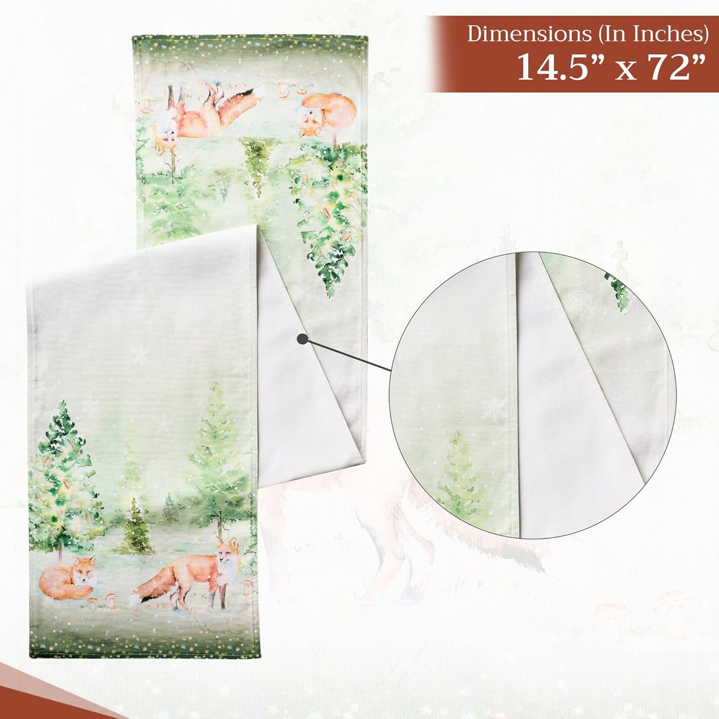 Maison d' Hermine Table Runner 100% Cotton Double Layer Table Runners 72 inches Long for Thanksgiving Christmas Decorations Home Kitchen Dining Party Wedding (Winter Mornings, 14.5" x 72")