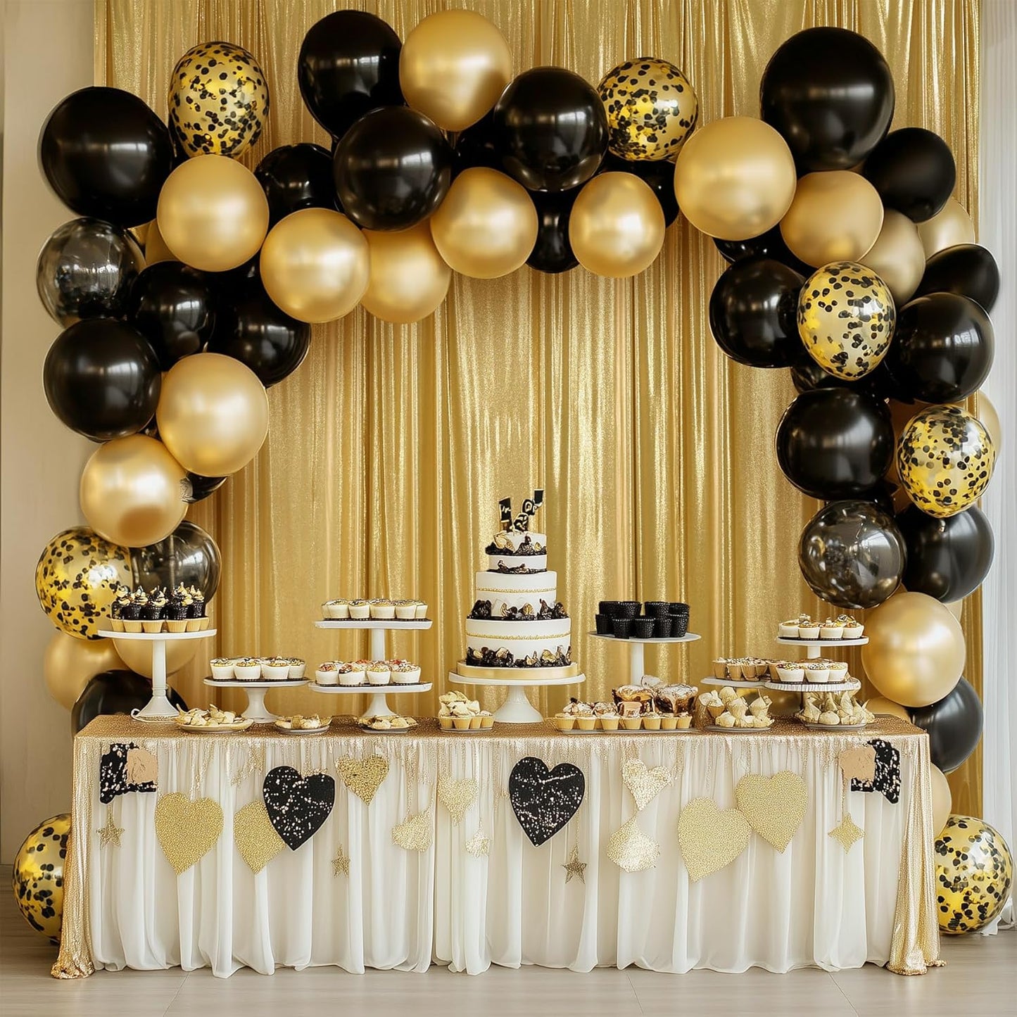 40ftx10ft Gold Sequin Backdrop Curtain Panels for Parties, Wrinkle Free Glitter Photo Backdrop Drapes 8 Panels 5x10FT Back Drop Cloth Shiny Fabric for Wedding Birthday Christmas Photography Background