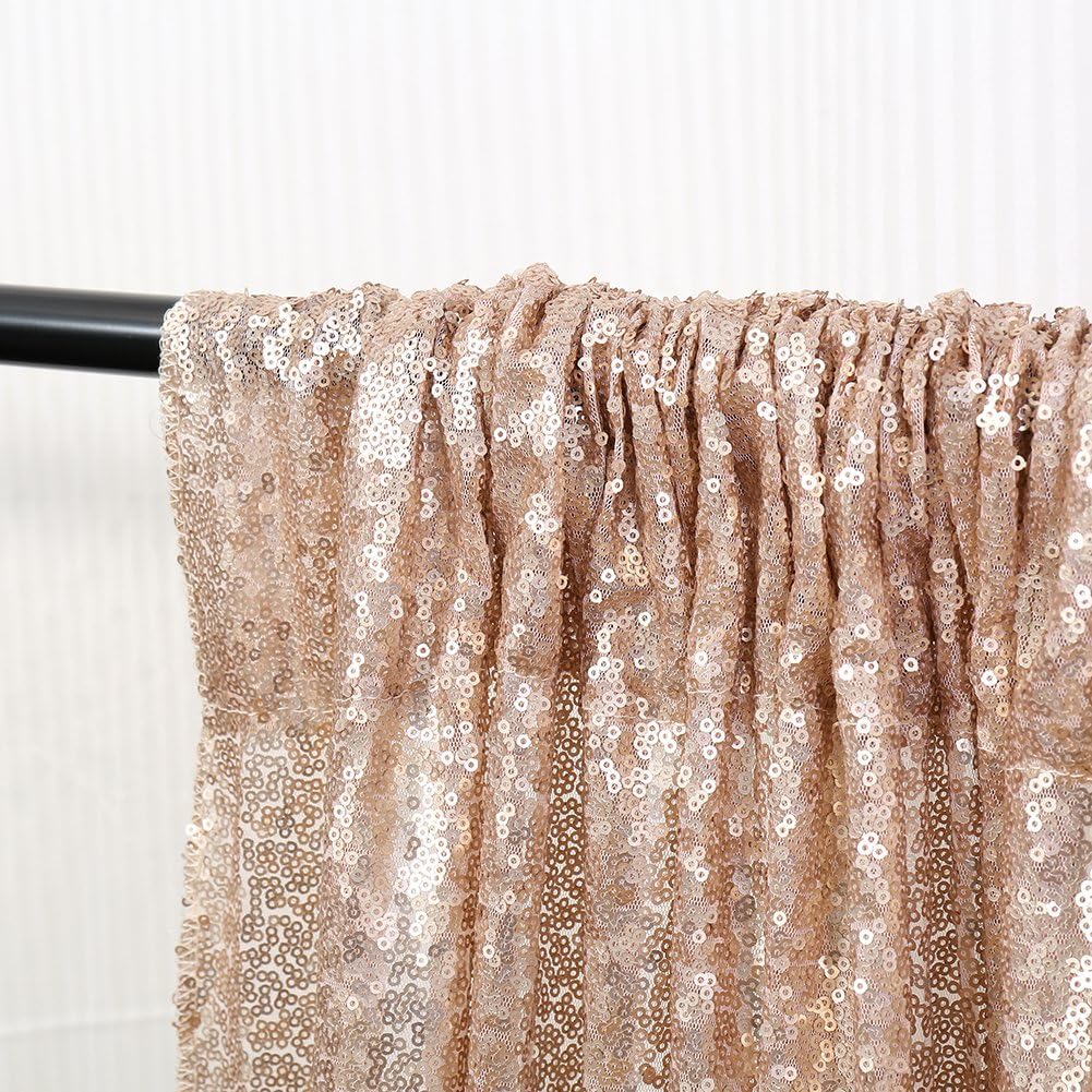Poise3EHome 6FT x 8FT Sequin Photography Backdrop Curtain for Party Decoration, Champagne