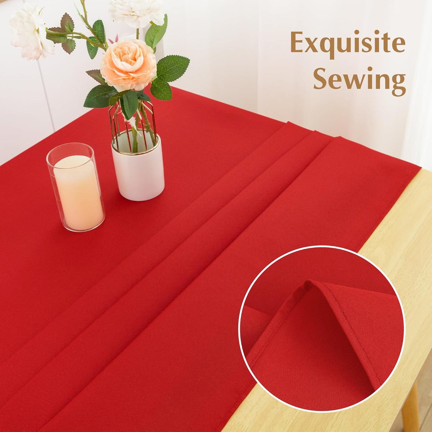 2 Pack Square Table Cloth 48X48 Inch Red Washable Fabric Tablecloth Polyester Solid Dining Table Cover for Birthday Party Dinner Holiday Outdoor Indoor