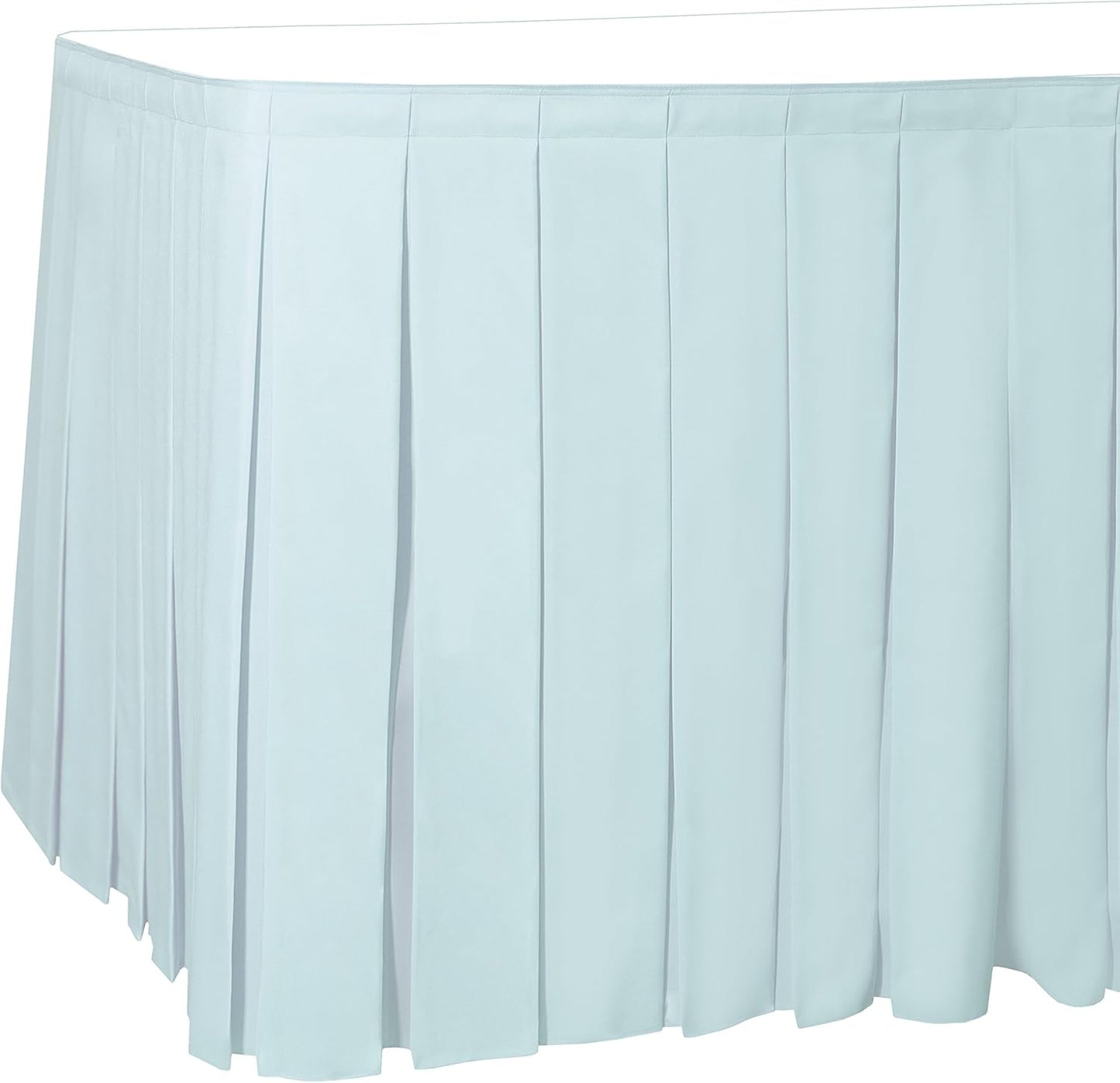 Ultimate Textile Pleat Polyester Fabric Table Skirt - Machine Washable Flame Resistant with Clips for Events, Weddings & Trade Shows, Cut & Sewn in Paterson, NJ - Ice Blue, 17' Box Pleat