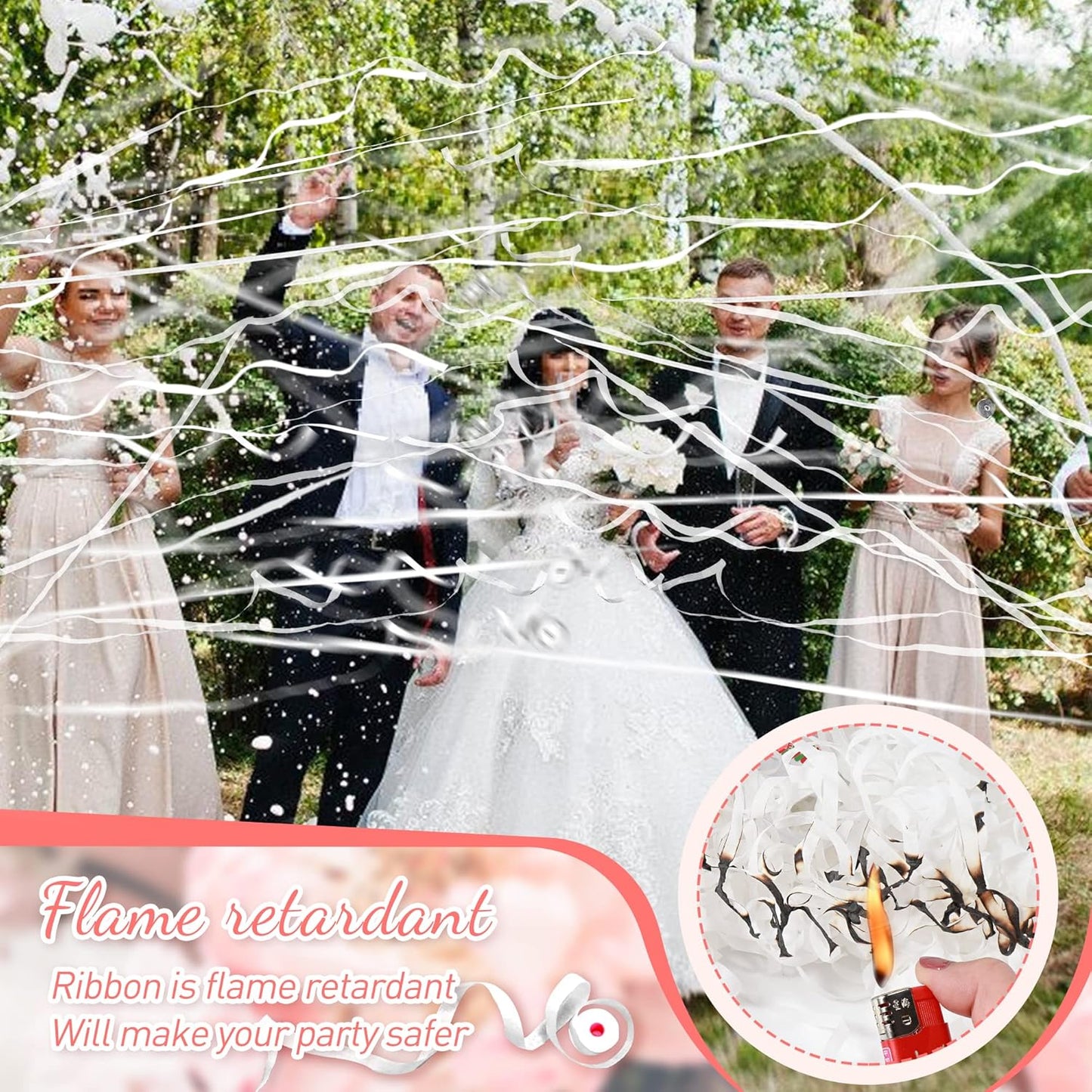 48Pack White Streamer Poppers,Hand Throw Streamer Poppers,No Mess Confetti Poppers for Birthday,Wedding,Party,Celebrations,School Opening,Graduation,Retirement Party (white 48pack)