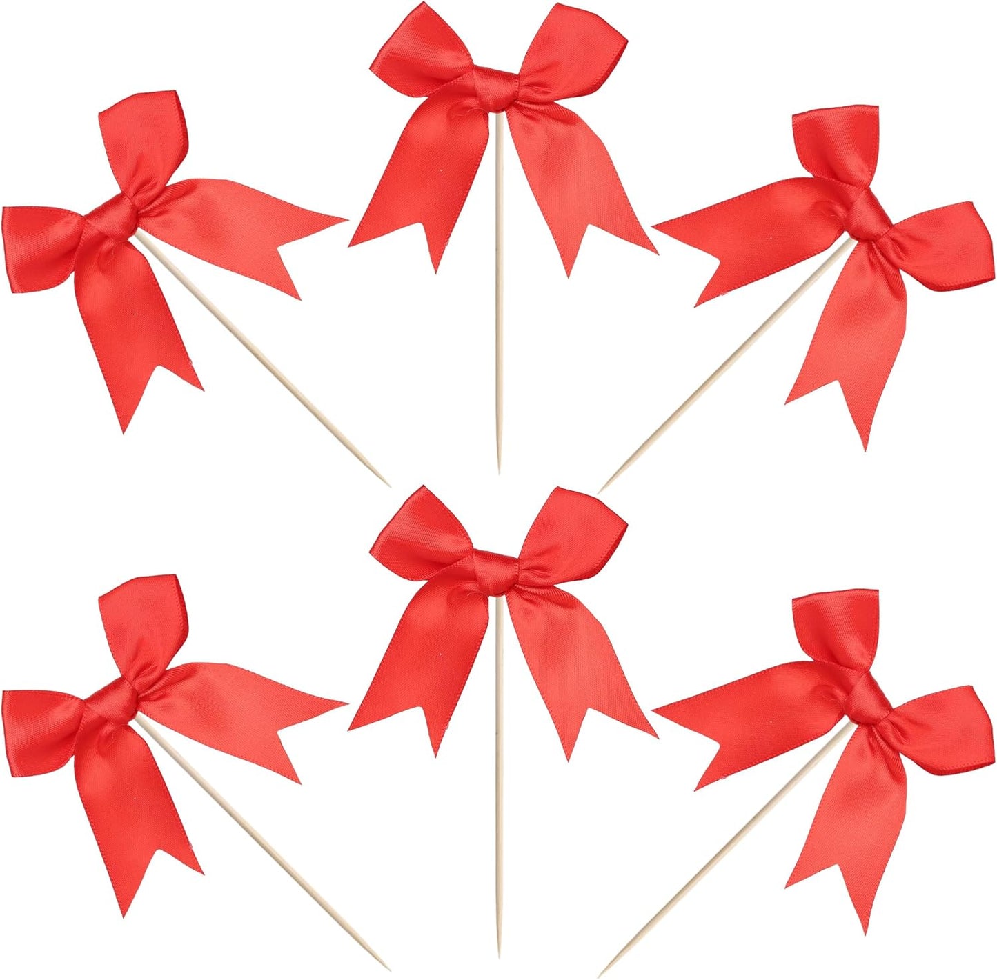 24 PCS Bow Cupcake Toppers Bowknot Cake Toppers Bow Cupcake Picks Bowknot Birthday Party Decorations Bow Cake Dessert Picks for Wedding Bridal Engagement Baby Shower Birthday Party Supplies Red