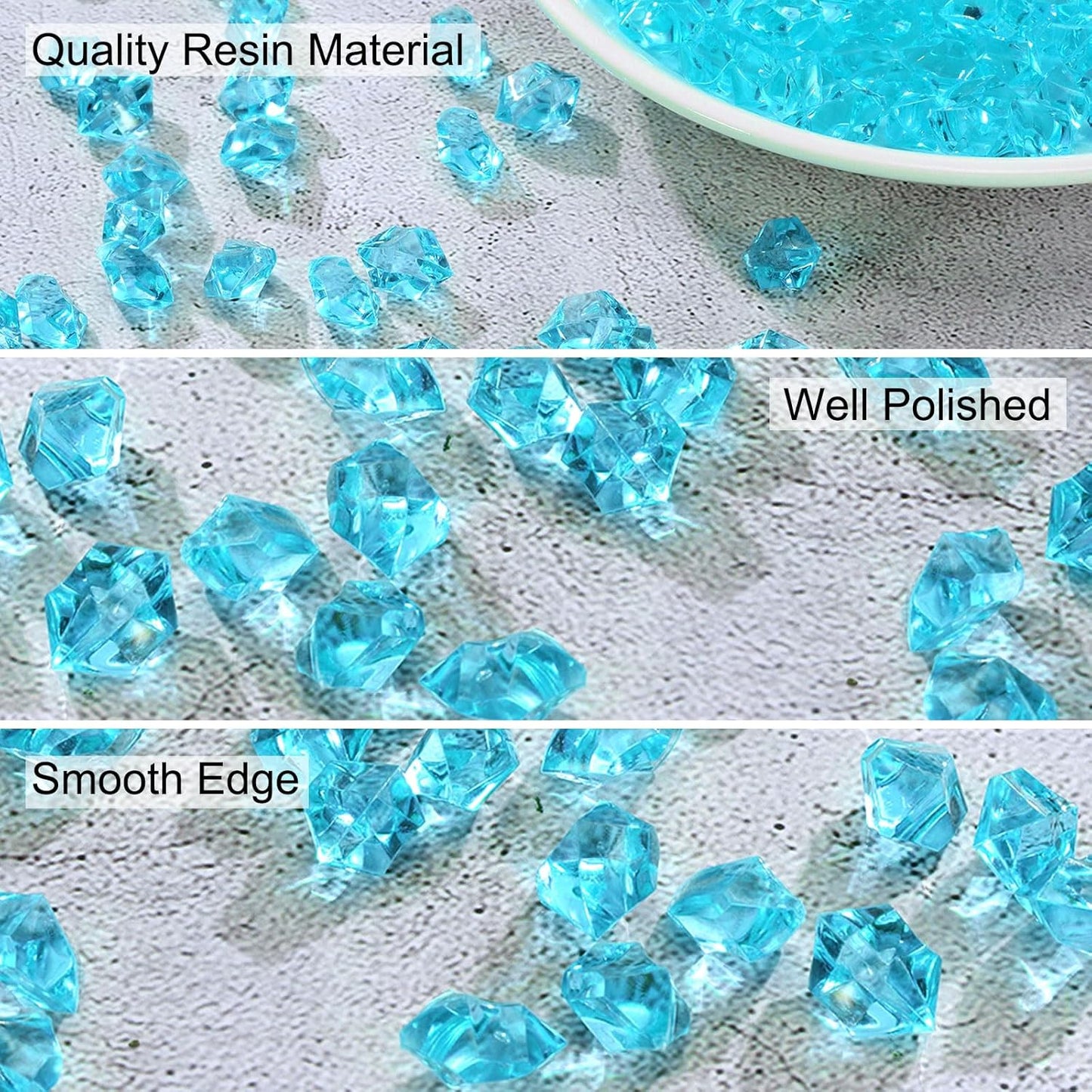 uxcell 1000pcs Fake Ice Rocks, Dazzling Clear Resin Crushed Ice Sparkling Fake Diamonds Gem Stones for Vases Fillers Table Scatter, Theme Party Favors, Light Blue