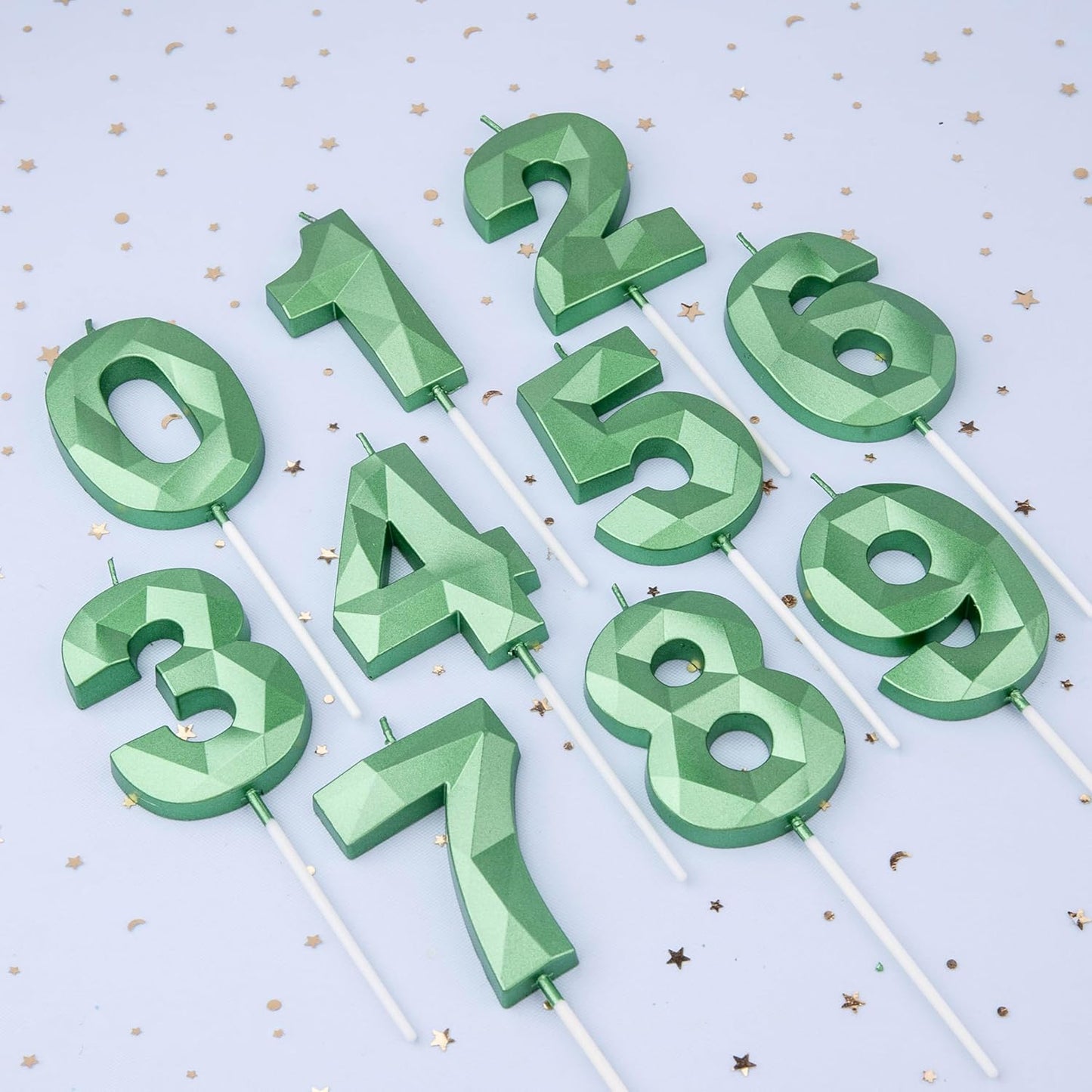 PHD CAKE 2.76 Inch Crystal Green 4 Number Cake Candle, Numeral Birthday Candles, Green Number Candles, Party Celebration