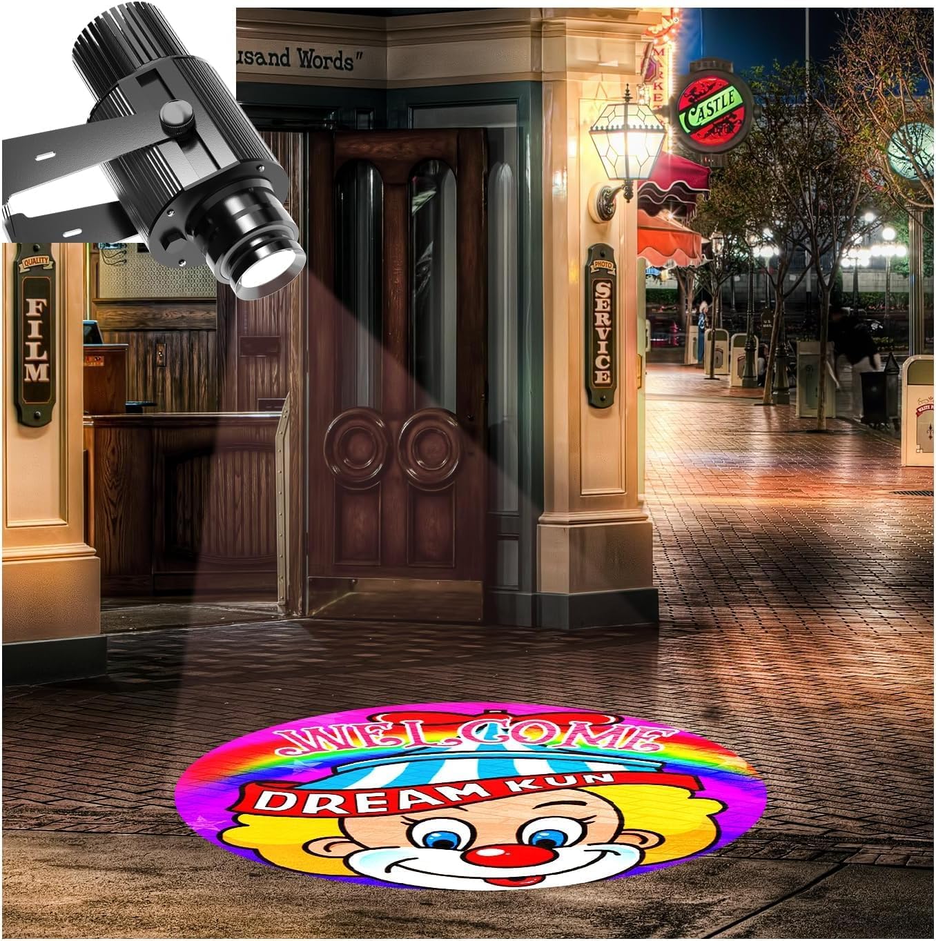 GOBO Projector Custom Logo Projector Lights for Store Business or Outdoor Wall Street Waterproof Ip67 HD Led for Shop Advertising and Wedding (65W)